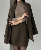 【ジュノア/JUNOAH】のLouere ヘリンボーンテーラードジャケット+ミニスカートSET(インパン付き) ダークブラウン|ID: prp329100004681363 ipo3291000000033811534