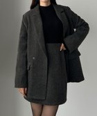 【ジュノア/JUNOAH】のLouere ヘリンボーンテーラードジャケット+ミニスカートSET(インパン付き) ダークグレー|ID: prp329100004681363 ipo3291000000034501021