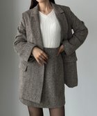 【ジュノア/JUNOAH】のLouere ヘリンボーンテーラードジャケット+ミニスカートSET(インパン付き) ライトブラウン|ID: prp329100004681363 ipo3291000000034501023