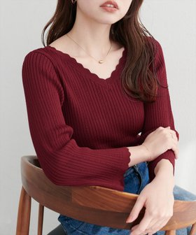 【ナチュラルクチュール/natural couture】の【WEB限定】フレアスリーブアイレットリブニット 人気、トレンドファッション・服の通販 founy(ファニー) ファッション Fashion レディースファッション Fashion for Women トップス・カットソー Cut & Sew Tops ニット Knit Tops & Sweaters 2025年 2025 2025-2026秋冬・A/W Autumn/Winter 2025–26 AW25–26 おすすめ Recommended / Our Picks シンプル Simple, Minimal スカラップ Scallop, Scalloped Edge スリーブ Sleeve, Long Sleeve / Short Sleeve デコルテ Décolleté, Neckline フィット Fit, Slim Fit フェミニン Feminine, Girly フレア Flare, Flared リブニット Rib Knit, Ribbed Knit ロング Long, Long-Length |ID:prp329100004681540