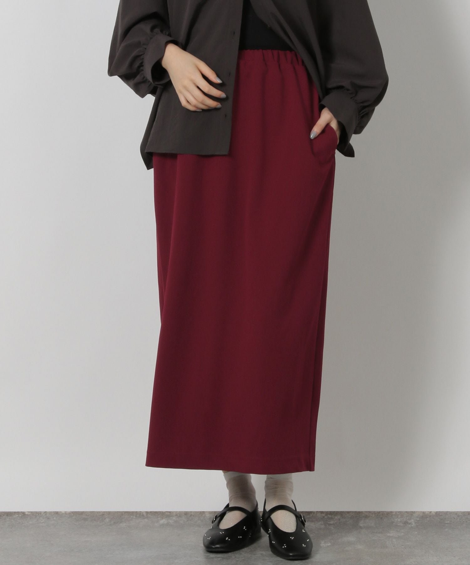 【ラコレ/LAKOLE】の選べる着丈 ジョーゼットナロースカート インテリア・キッズ・メンズ・レディースファッション・服の通販 founy(ファニー) 　ファッション　Fashion　レディースファッション　Fashion for Women　スカート　Skirts　ジョーゼット　Georgette, Semi-Sheer Fabric　スリット　Slit, Slit Detail　エレガント 上品　Elegant　【新色】レッド|ID: prp329100004681550 ipo3291000000033966849
