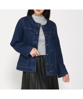 【クロコダイル/CROCODILE】のノーカラー デニムジャケット 人気、トレンドファッション・服の通販 founy(ファニー) ファッション Fashion レディースファッション Fashion for Women アウター Coat / Outerwear Collection レディースジャケット・軽アウター Jackets デニムジャケット / カジュアルアウター Denim Jackets ジャケット Jacket, Outerwear ストレッチ Stretch, Stretchy Fabric ダブル Double, Double-Breasted デニム Denim, Jeans Material ポケット Pocket, Pocket Detail |ID:prp329100004681590