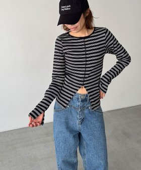【キャナルジーン/CANAL JEAN】のMiller パネルリブスリットプルオーバー 人気、トレンドファッション・服の通販 founy(ファニー) ファッション Fashion レディースファッション Fashion for Women トップス・カットソー Cut & Sew Tops カジュアルプルオーバー・ニットトップス Pullovers & Knit Tops / Casual Pullovers おすすめ Recommended / Our Picks インナー Innerwear スラックス Slacks, Dress Pants スリット Slit, Slit Detail デニム Denim, Jeans Material ボトム Bottoms, Lower Wear |ID:prp329100004681636