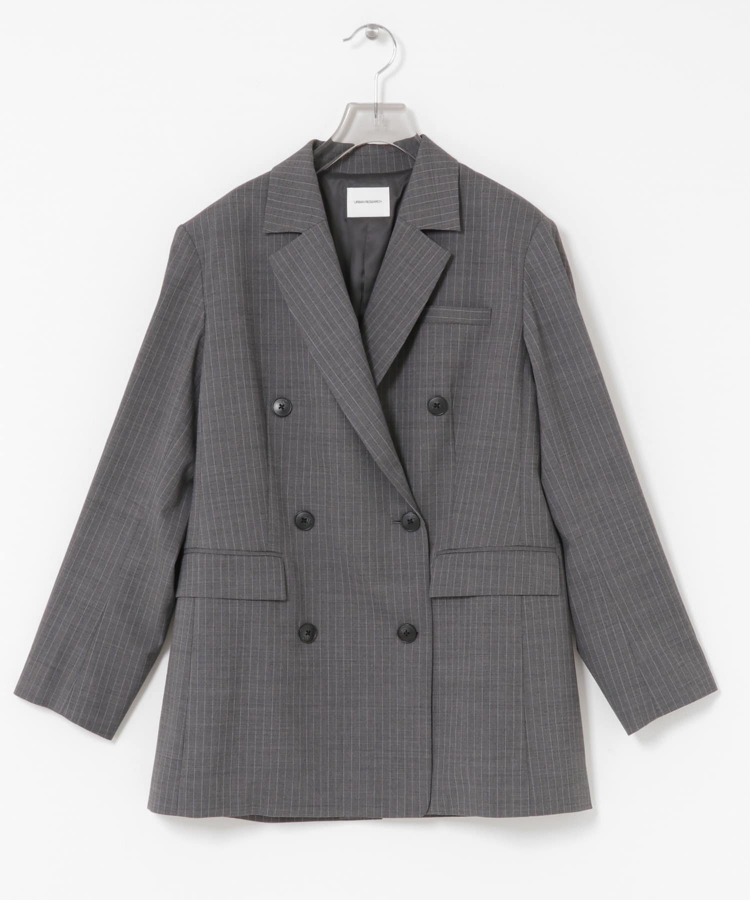 【アーバンリサーチ/URBAN RESEARCH】のウールブレンドテーラードジャケット インテリア・キッズ・メンズ・レディースファッション・服の通販 founy(ファニー) 　ファッション　Fashion　レディースファッション　Fashion for Women　アウター　Coat / Outerwear Collection　レディースジャケット・軽アウター　Jackets　テーラードジャケット / 通勤・きれいめスタイル　Tailored Jackets & Blazers　2025年　2025　2025-2026秋冬・A/W　Autumn/Winter 2025–26 AW25–26　冬　Winter / This Winter　おすすめ　Recommended / Our Picks　キュプラ　Cupro, Eco Fabric　ストール　Stole, Wrap　セットアップ　Set-Up, Coordinated Outfit　ダブル　Double, Double-Breasted　ブラウジング　Blouson Silhouette, Cinched Waist　ブローチ　Brooch, Pin Brooch　エレガント 上品　Elegant　A/W・秋冬　Autumn/Winter　GRY STRIPE|ID: prp329100004681762 ipo3291000000033813381