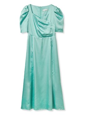 【セルフォード/CELFORD】のカシュクール風ナローサテンワンピース 人気、トレンドファッション・服の通販 founy(ファニー) ファッション Fashion レディースファッション Fashion for Women ワンピース Dresses カシュクール Wrap Design ギャザー Gathered, Ruffled サテン Satin, Glossy Fabric ドレープ Drape, Draping Fabric ロング Long, Long-Length |ID:prp329100004681765