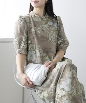 【プレフェリール/PREFERIR】の刺繍レースバルーンスリーブドレス 人気、トレンドファッション・服の通販 founy(ファニー) ファッション Fashion レディースファッション Fashion for Women ワンピース Dresses フォーマル・パーティードレス・結婚式用ドレス Elegant & Casual Dresses エンブロイダリー Embroidery Design ドレープ Drape, Draping Fabric 結婚式 Wedding |ID:prp329100004681813