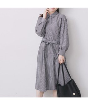 【インデックス/INDEX】のラメストライプシャツワンピース【洗濯機可・イージーアイロン】 人気、トレンドファッション・服の通販 founy(ファニー) ファッション Fashion レディースファッション Fashion for Women ワンピース Dresses シャツワンピース / 1枚で着映えコーデ Shirt Dresses クラシカル Classical, Vintage-Inspired ストライプ Stripe, Striped Pattern フィット Fit, Slim Fit フレア Flare, Flared ポケット Pocket, Pocket Detail エレガント 上品 Elegant |ID:prp329100004681869