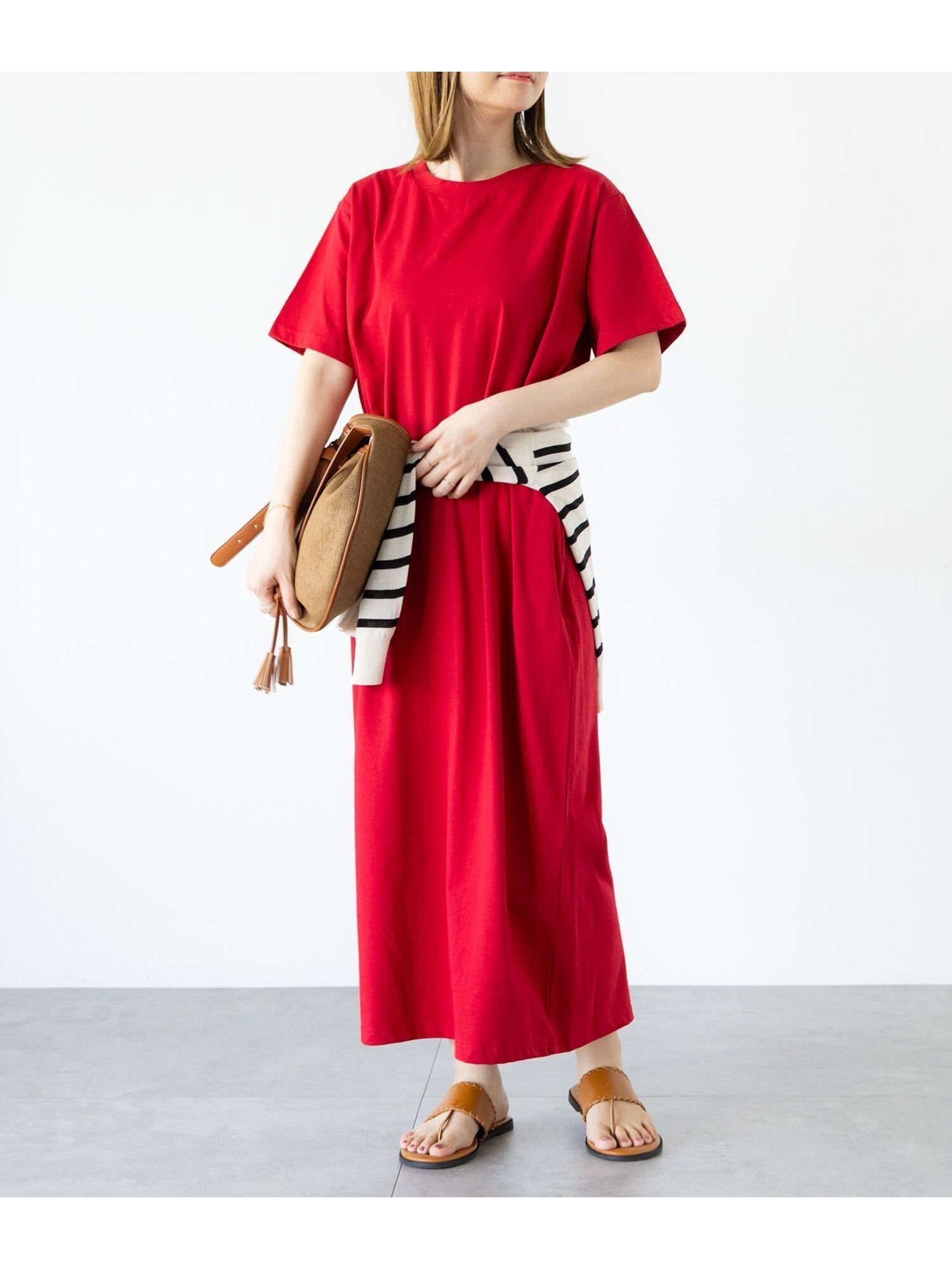 【テチチ/Te chichi】の半袖カットワンピース インテリア・キッズ・メンズ・レディースファッション・服の通販 founy(ファニー) 　ファッション　Fashion　レディースファッション　Fashion for Women　ワンピース　Dresses　おすすめ　Recommended / Our Picks　シンプル　Simple, Minimal　ベーシック　Basic, Essential　ポケット　Pocket, Pocket Detail　半袖　Short Sleeve, Half Sleeve　レッド|ID: prp329100004681876 ipo3291000000033813940