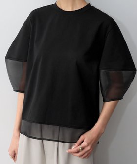 【ガール/GIRL】 シアー切替えランタンスリーブプルオーバー人気、トレンドファッション・服の通販 founy(ファニー) ファッション Fashion レディースファッション Fashion for Women トップス・カットソー Cut & Sew Tops カジュアルプルオーバー・ニットトップス Pullovers & Knit Tops / Casual Pullovers オーガンジー Organza Fabric カットソー Cut and Sewn Top シアー Sheer, See-Through シンプル Simple, Minimal デニム Denim, Jeans Material ドッキング Docking, Mixed Material フェミニン Feminine, Girly 再入荷 Restock / Back in Stock エレガント 上品 Elegant |ID:prp329100004681933