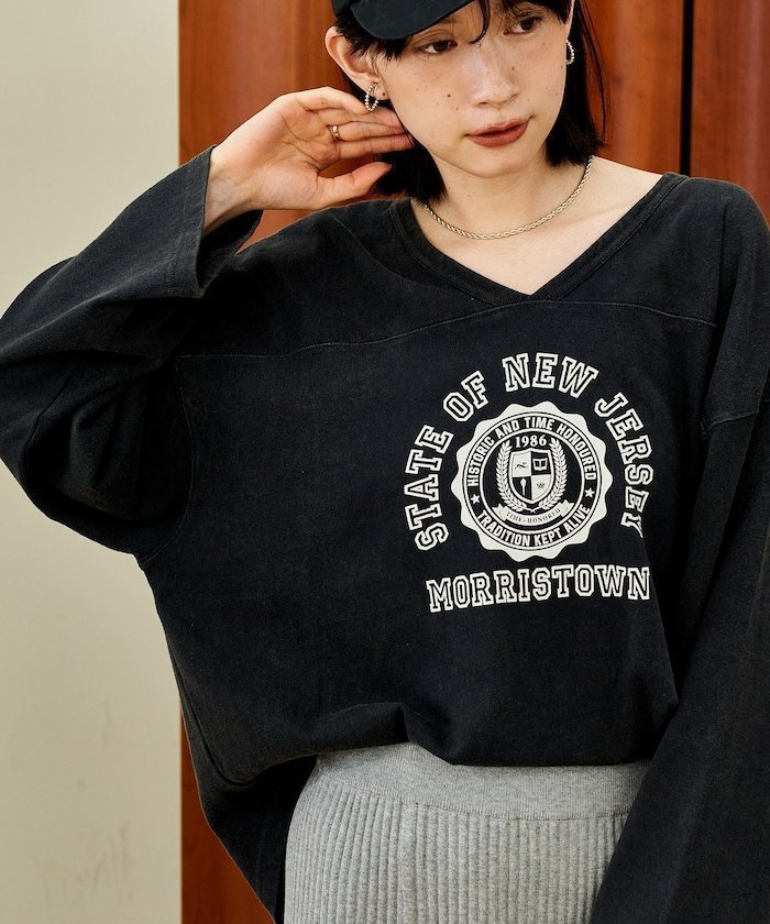 【フリークスストア/FREAK'S STORE】のヴィンテージライク 2way フットボールロンT 25AW インテリア・キッズ・メンズ・レディースファッション・服の通販 founy(ファニー) 　ファッション　Fashion　レディースファッション　Fashion for Women　トップス・カットソー　Cut & Sew Tops　ロングTシャツ・Tシャツ　Longline T-Shirts & Tees　2025年　2025　2025-2026秋冬・A/W　Autumn/Winter 2025–26 AW25–26　冬　Winter / This Winter　A/W・秋冬　Autumn/Winter　ブラック|ID: prp329100004681941 ipo3291000000033814301