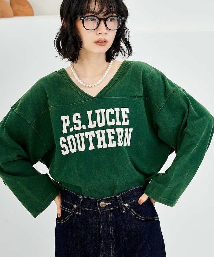 【フリークスストア/FREAK'S STORE】のヴィンテージライク 2way フットボールロンT 25AW インテリア・キッズ・メンズ・レディースファッション・服の通販 founy(ファニー) 　ファッション　Fashion　レディースファッション　Fashion for Women　トップス・カットソー　Cut & Sew Tops　ロングTシャツ・Tシャツ　Longline T-Shirts & Tees　2025年　2025　2025-2026秋冬・A/W　Autumn/Winter 2025–26 AW25–26　冬　Winter / This Winter　A/W・秋冬　Autumn/Winter　グリーン|ID: prp329100004681941 ipo3291000000033814304