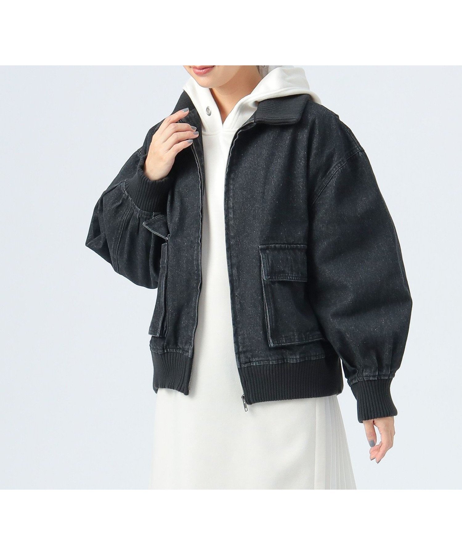 【ビームス ハート/BEAMS HEART】のダブル ポケット デニム ブルゾン インテリア・キッズ・メンズ・レディースファッション・服の通販 founy(ファニー) 　ファッション　Fashion　レディースファッション　Fashion for Women　アウター　Coat / Outerwear Collection　ブルゾンジャケット・スポーティアウター　Blouson Jackets　おすすめ　Recommended / Our Picks　スラックス　Slacks, Dress Pants　タイトスカート　Pencil Skirt, Tight Skirt　ダブル　Double, Double-Breasted　デニム　Denim, Jeans Material　トレンド　Trend, Trending Now　ブルゾン　Blouson, Bomber Jacket　ポケット　Pocket, Pocket Detail　リラックス　Relax, Relaxed Fit　BLACK|ID: prp329100004681962 ipo3291000000033910493