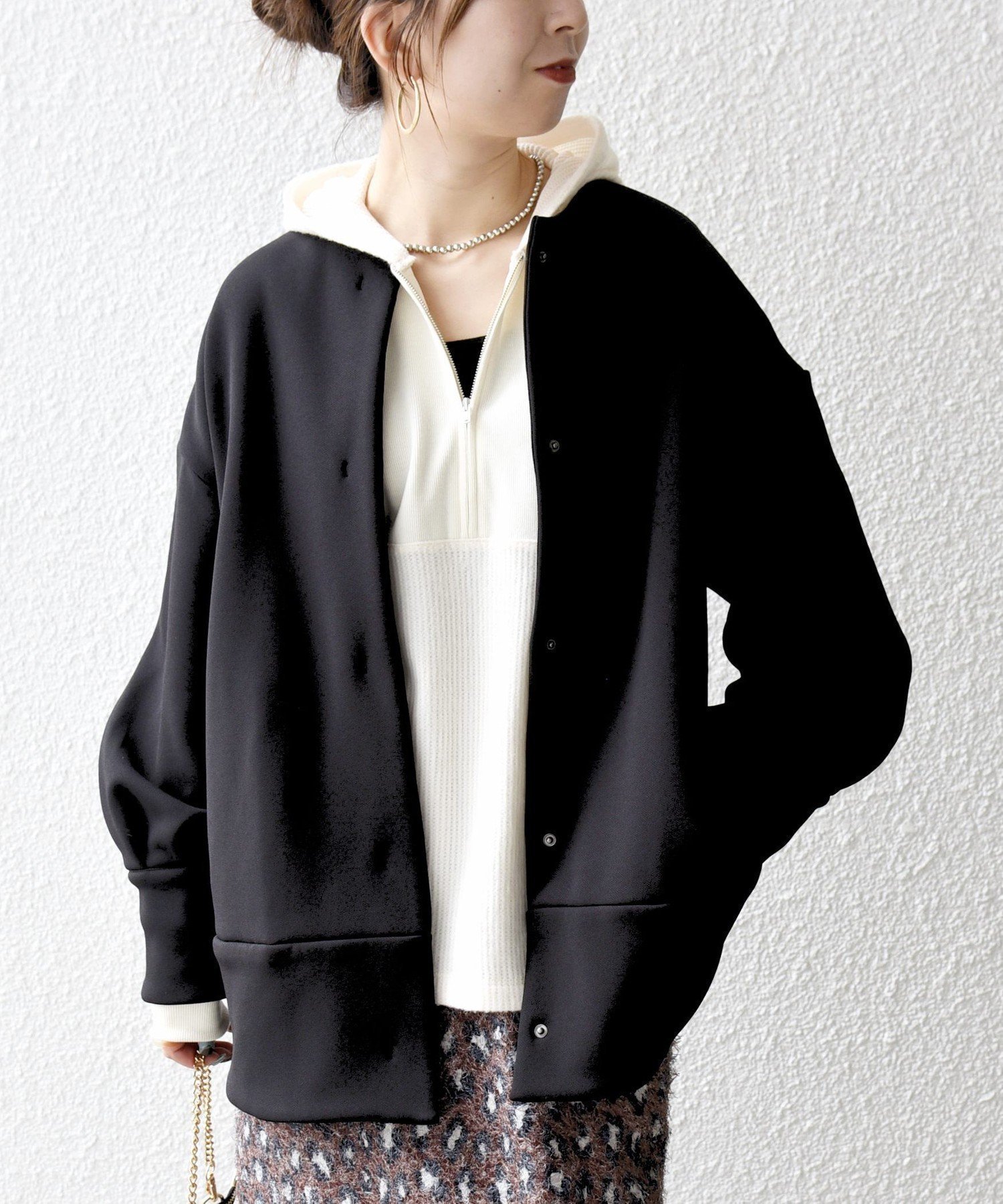 【シップス フォー ウィメン/SHIPS】の【WEB限定】SHIPS any 洗濯機可能 ダンボール コクーン ノーカラー コート インテリア・キッズ・メンズ・レディースファッション・服の通販 founy(ファニー) 　ファッション　Fashion　レディースファッション　Fashion for Women　アウター　Coat / Outerwear Collection　コート・ロングコート・ピーコート　Long Coats, Peacoats & More　洗える　Machine Washable　カフス　Cuff Design　コクーン　Cocoon, Cocoon Silhouette　スウェット / スエット　Sweatshirt, Sweatwear　ストール　Stole, Wrap　スリーブ　Sleeve, Long Sleeve / Short Sleeve　デニム　Denim, Jeans Material　羽織　Haori, Light Jacket　マフラー　Scarf, Muffler　2025年　2025　2025-2026秋冬・A/W　Autumn/Winter 2025–26 AW25–26　ブラック|ID: prp329100004681999 ipo3291000000035020190