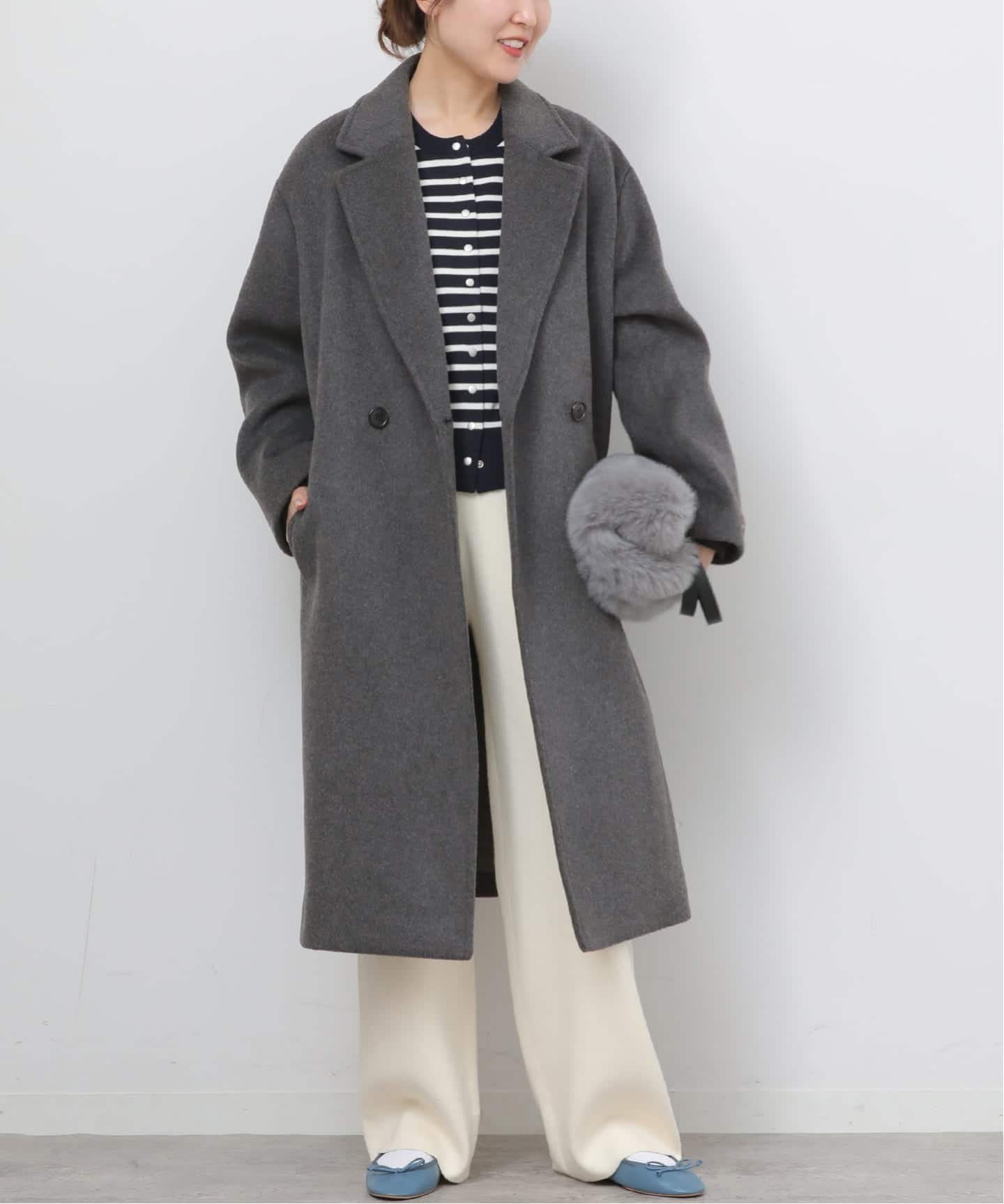 【ジャーナルスタンダード レリューム/JOURNAL STANDARD relume】の《追加》スーパーファインビーバーチェスターコート インテリア・キッズ・メンズ・レディースファッション・服の通販 founy(ファニー) ファッション Fashion レディースファッション Fashion for Women アウター Coat / Outerwear Collection コート・ロングコート・ピーコート Long Coats, Peacoats & More チェスターコート・ロング丈アウター Chester Coats / Chesterfield Long Coats ダブル Double, Double-Breasted チェスターコート Chester Coat, Long Coat フロント Front, Front Design 別注 Limited Edition, Custom Order ロング Long, Long-Length エレガント 上品 Elegant 2025年 2025 2025-2026秋冬・A/W Autumn/Winter 2025–26 AW25–26 グレー|ID: prp329100004682093 ipo3291000000034770034