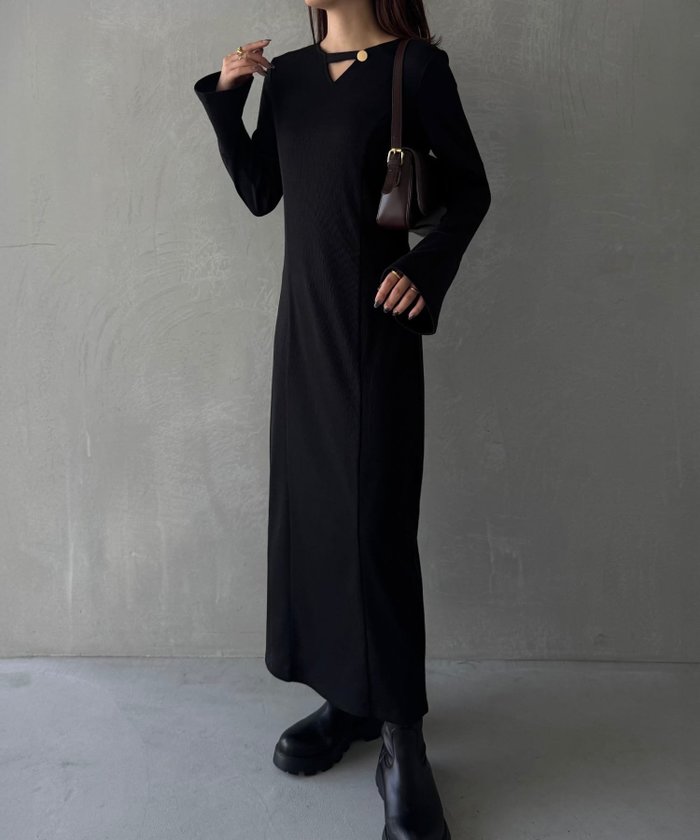 【ジュノア/JUNOAH】のフレアスリーブIラインリブワンピース インテリア・キッズ・メンズ・レディースファッション・服の通販 founy(ファニー) https://founy.com/ ファッション Fashion レディースファッション Fashion for Women ワンピース Dresses スリーブ Sleeve, Long Sleeve / Short Sleeve フレア Flare, Flared |ID: prp329100004682130 ipo3291000000033979572