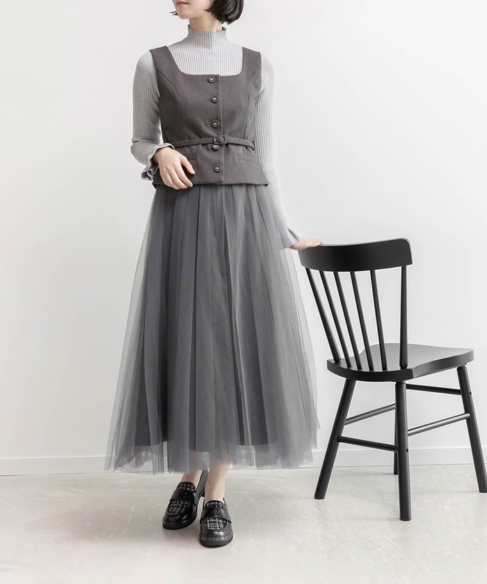 【ランダ/RANDA】のスクエアネックジレ チュールスカート インテリア・キッズ・メンズ・レディースファッション・服の通販 founy(ファニー) https://founy.com/ ファッション Fashion レディースファッション Fashion for Women アウター Coat / Outerwear Collection エレガント 上品 Elegant スクエア Square, Square Shape チュール Tulip, Tulip Motif ツイード Twill, Twill Weave トレンド Trend, Trending Now ノースリーブ Sleeveless, No-Sleeve プリーツ Pleats, Pleated |ID: prp329100004682157 ipo3291000000033815343