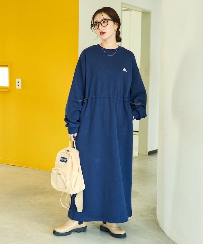 【フリークスストア/FREAK'S STORE】の別注 裏起毛 ウエスト ドローコード ワンピース【限定展開】 25AW インテリア・キッズ・メンズ・レディースファッション・服の通販 founy(ファニー) 　ファッション　Fashion　レディースファッション　Fashion for Women　ワンピース　Dresses　2025年　2025　2025-2026秋冬・A/W　Autumn/Winter 2025–26 AW25–26　スペシャル　Special, Limited Edition　ドローコード　Drawcord, Drawstring Cord　別注　Limited Edition, Custom Order　ネイビー|ID: prp329100004682180 ipo3291000000034622466