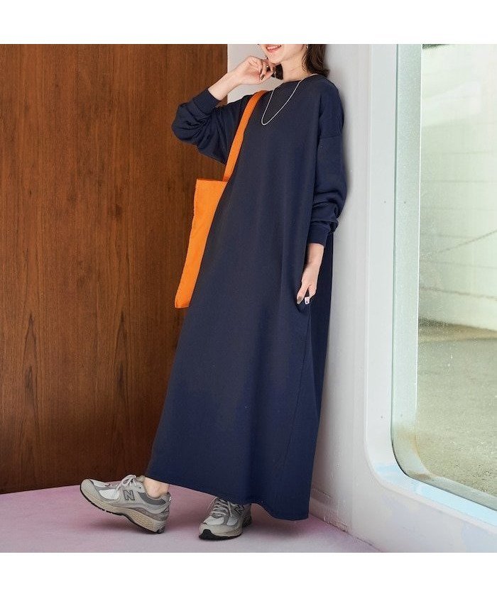 【フリークスストア/FREAK'S STORE】のUSAコットン ビッグ シルエット ロングスリーブ ワンピース【限定展開】 25AW インテリア・キッズ・メンズ・レディースファッション・服の通販 founy(ファニー) 　ファッション　Fashion　レディースファッション　Fashion for Women　ワンピース　Dresses　ショルダー　Shoulder, Shoulder Strap　スリーブ　Sleeve, Long Sleeve / Short Sleeve　ドロップ　Drop Shoulder, Dropped Style　定番　Standard, Basic Item　人気　Popular, Best Seller　ビッグ　Big, Oversized　ベーシック　Basic, Essential　ボックス　Boxy, Box Shape　ポケット　Pocket, Pocket Detail　ロング　Long, Long-Length　A/W・秋冬　Autumn/Winter　冬　Winter / This Winter　プチプライス・低価格　Affordable / Budget Price　2025年　2025　2025-2026秋冬・A/W　Autumn/Winter 2025–26 AW25–26　ネイビー|ID: prp329100004682199 ipo3291000000035650093
