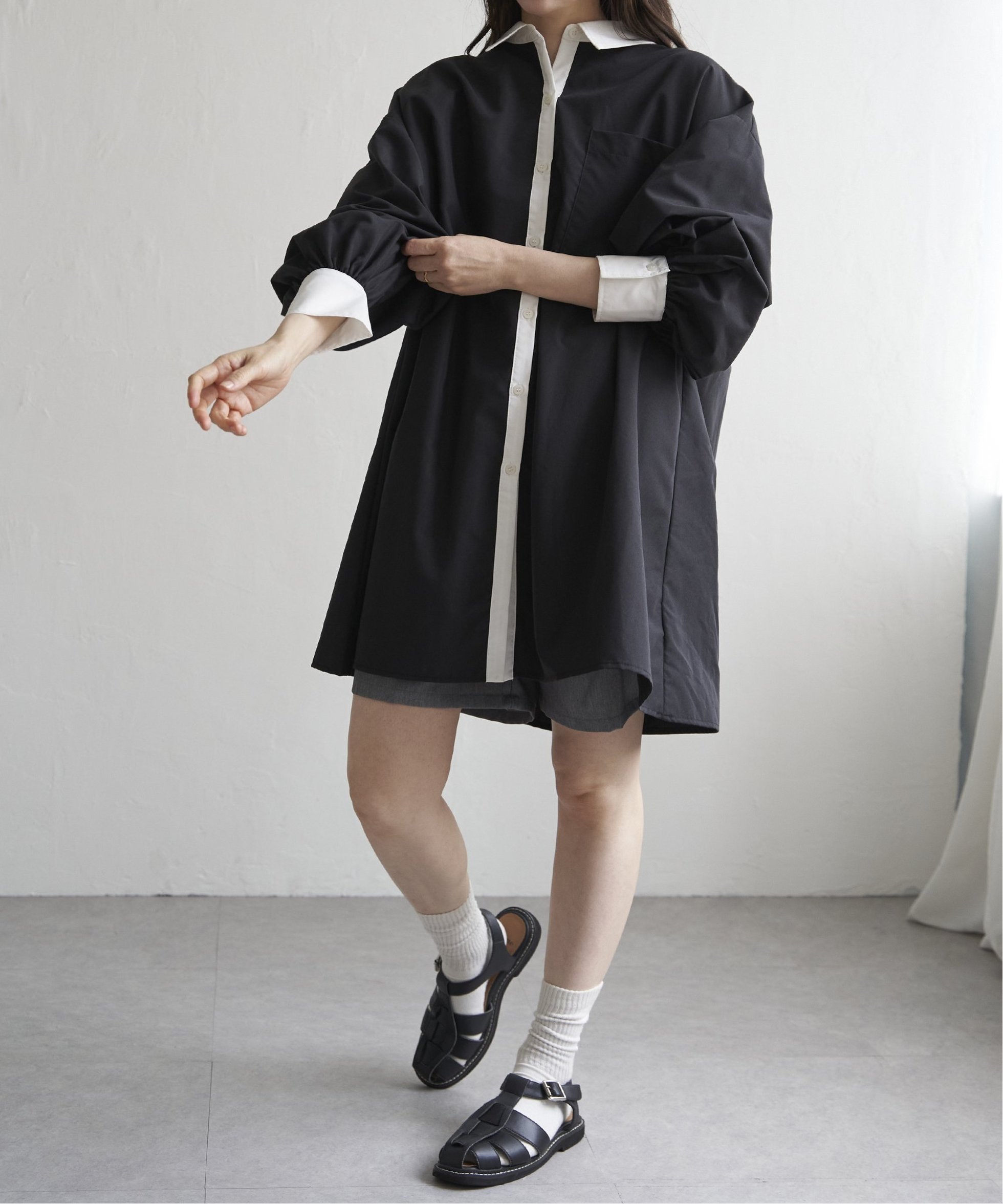 【ヴァンス エクスチェンジ/VENCE EXCHANGE】のシャツワンピース インテリア・キッズ・メンズ・レディースファッション・服の通販 founy(ファニー) 　ファッション　Fashion　レディースファッション　Fashion for Women　ワンピース　Dresses　シャツワンピース / 1枚で着映えコーデ　Shirt Dresses　おすすめ　Recommended / Our Picks　ギャザー　Gathered, Ruffled　シンプル　Simple, Minimal　ストライプ　Stripe, Striped Pattern　デニム　Denim, Jeans Material　パターン　Pattern, Design Print　無地　Plain, Solid Color　ブラック|ID: prp329100004682213 ipo3291000000033815600