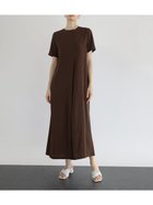 【ラシュッド/LASUD】のバックジップタックロングワンピース ブラウン|ID: prp329100004682236 ipo3291000000033992203