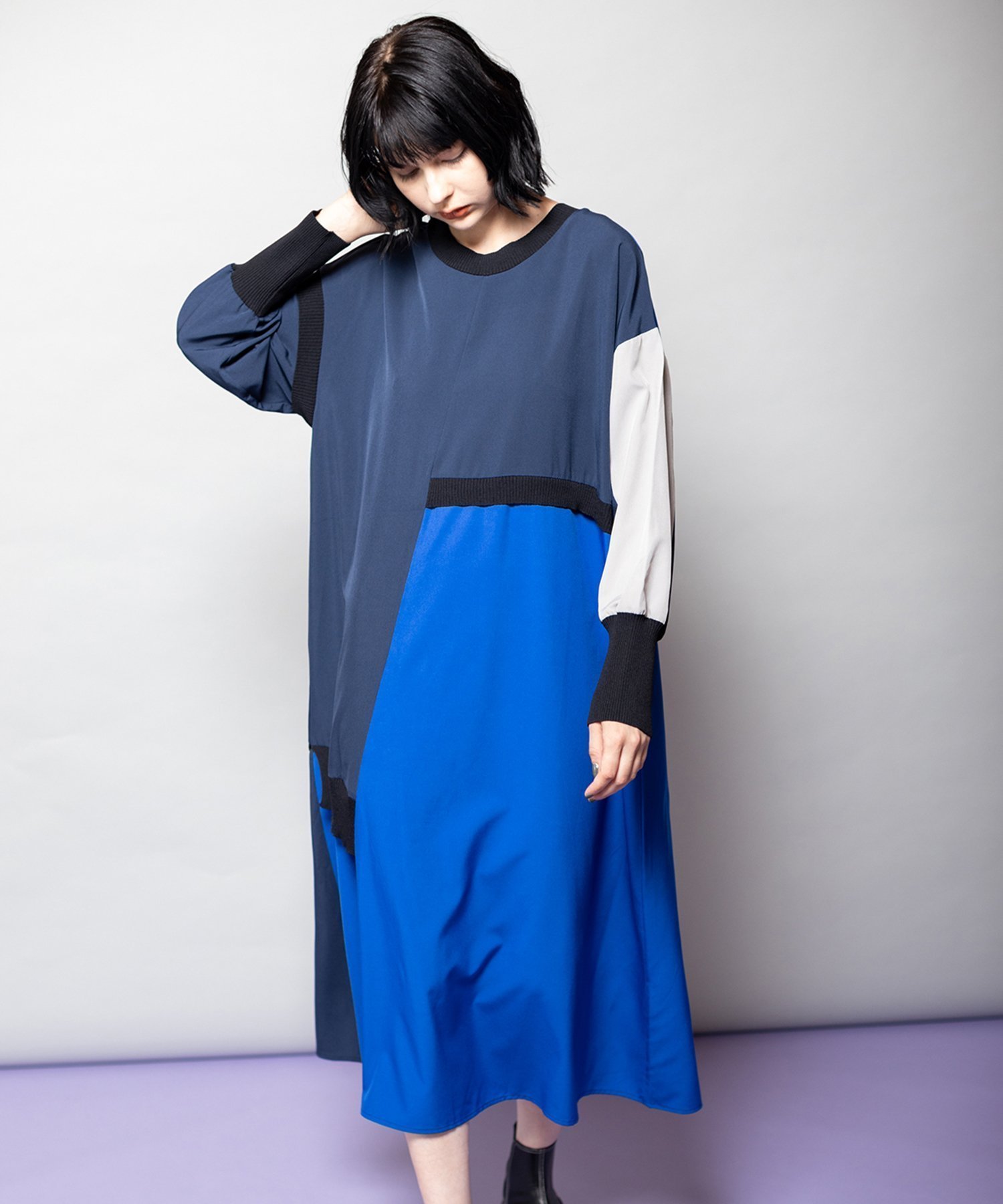 【オズモーシス/OSMOSIS】の2WAY切替ワンピース インテリア・キッズ・メンズ・レディースファッション・服の通販 founy(ファニー) 　ファッション　Fashion　レディースファッション　Fashion for Women　ワンピース　Dresses　インナー　Innerwear　ブロック　Block, Solid Block Pattern　再入荷　Restock / Back in Stock　切替　Switching, Contrast Panel　A/W・秋冬　Autumn/Winter　BLUE|ID: prp329100004682257 ipo3291000000033815776