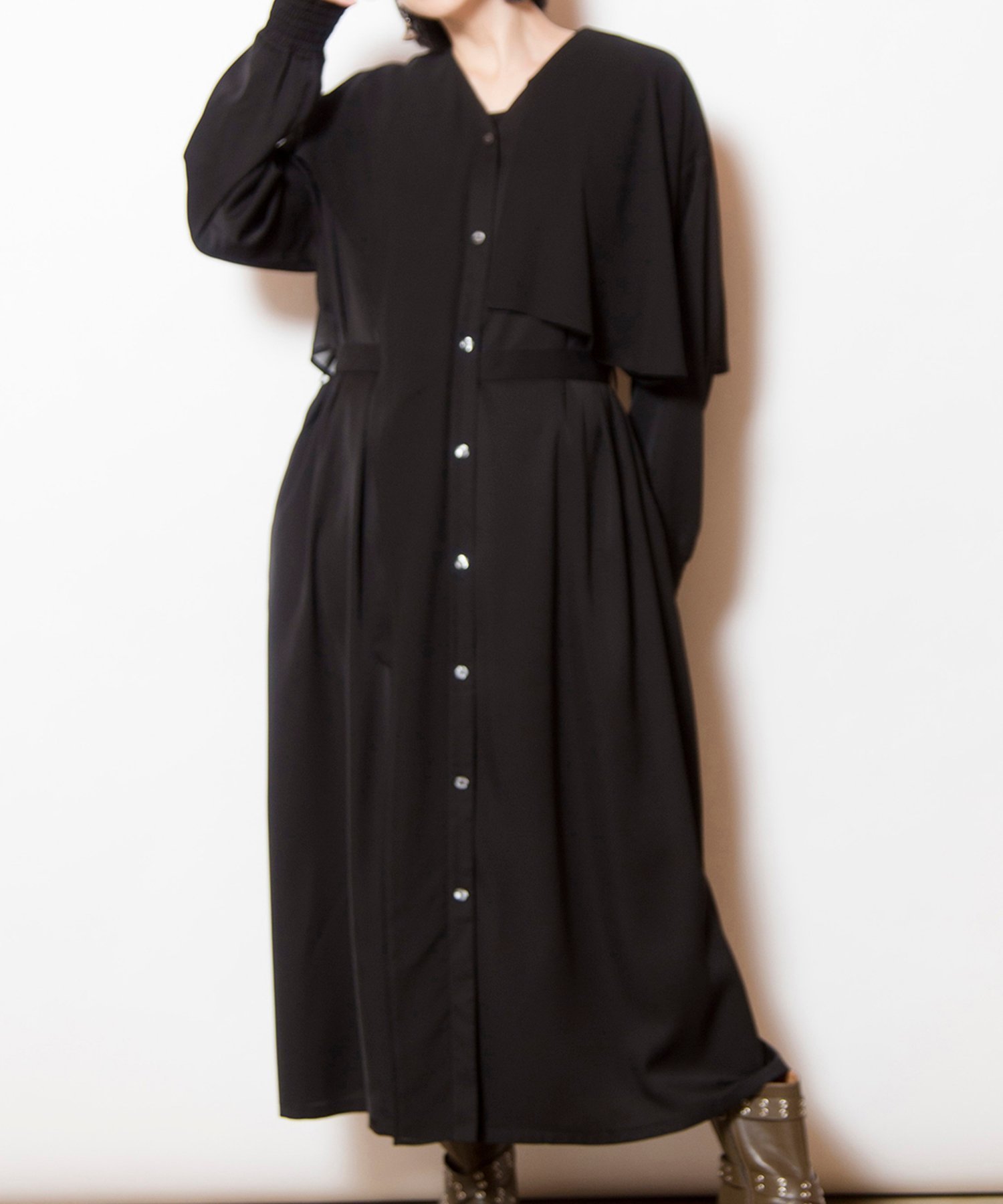 【オズモーシス/OSMOSIS】のシフォンレイヤードワンピース インテリア・キッズ・メンズ・レディースファッション・服の通販 founy(ファニー) 　ファッション　Fashion　レディースファッション　Fashion for Women　ワンピース　Dresses　おすすめ　Recommended / Our Picks　シアー　Sheer, See-Through　シフォン　Chiffon, Lightweight Fabric　フレア　Flare, Flared　ポケット　Pocket, Pocket Detail　再入荷　Restock / Back in Stock　A/W・秋冬　Autumn/Winter　BLACK|ID: prp329100004682262 ipo3291000000033815799