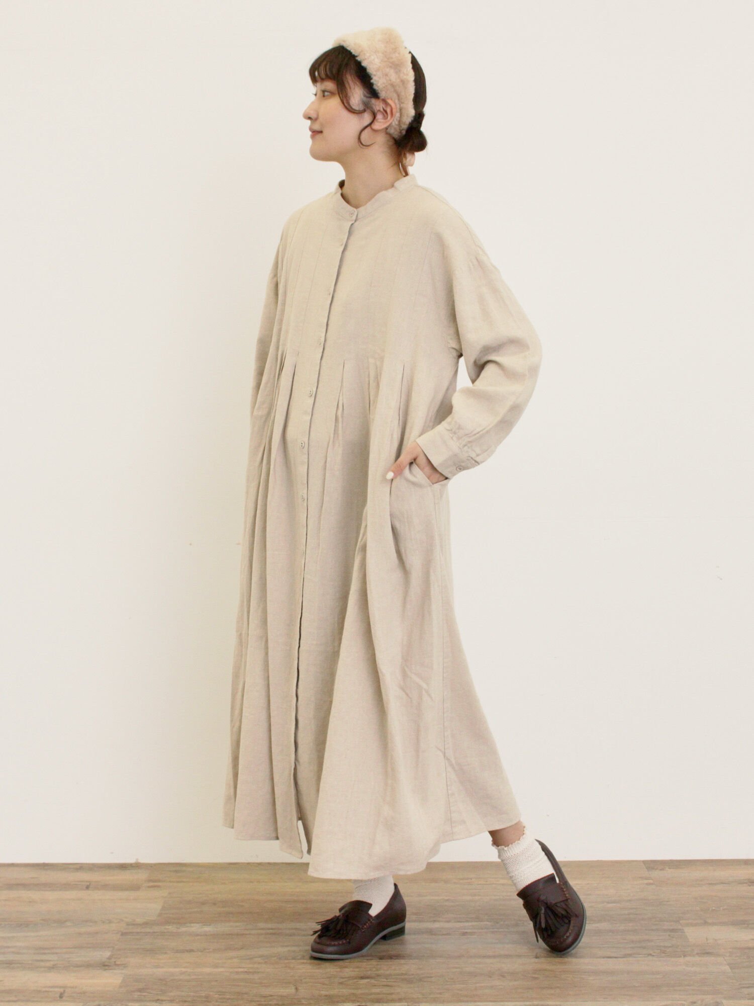 【サマンサモスモス/Samansa Mos2】の【Cross*Linen】タックワンピース《S/Mサイズ》 インテリア・キッズ・メンズ・レディースファッション・服の通販 founy(ファニー) 　ファッション　Fashion　レディースファッション　Fashion for Women　ワンピース　Dresses　シンプル　Simple, Minimal　リネン　Linen, Linen Fabric　キナリ|ID: prp329100004682332 ipo3291000000033816052