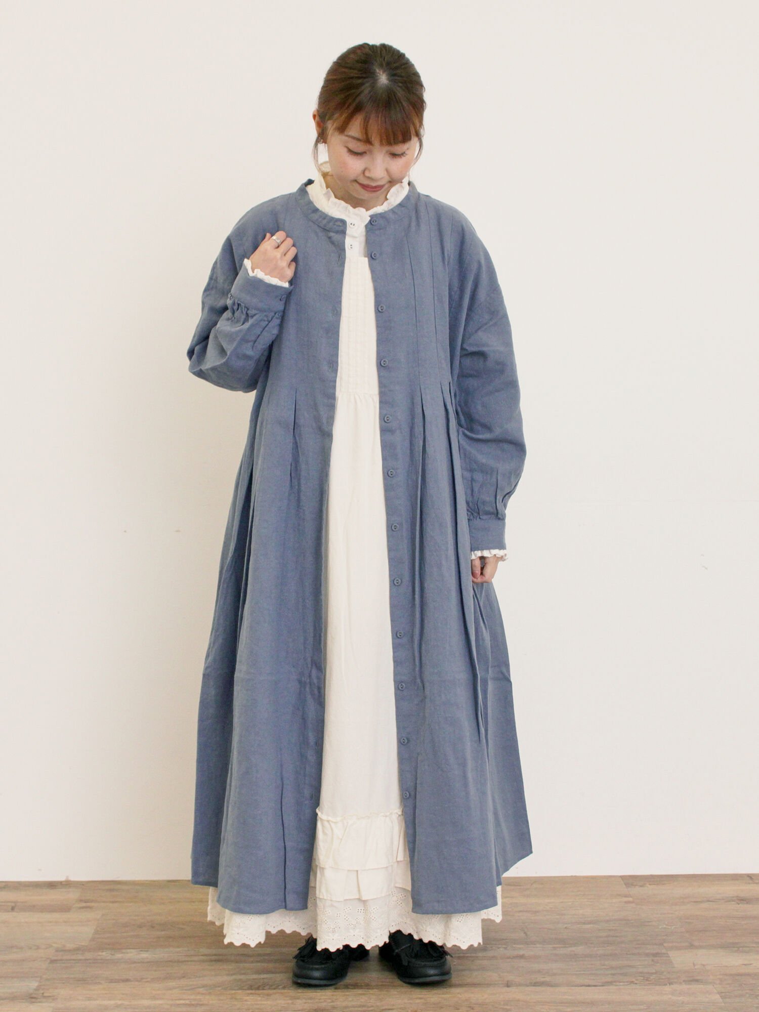 【サマンサモスモス/Samansa Mos2】の【Cross*Linen】タックワンピース《S/Mサイズ》 インテリア・キッズ・メンズ・レディースファッション・服の通販 founy(ファニー) 　ファッション　Fashion　レディースファッション　Fashion for Women　ワンピース　Dresses　シンプル　Simple, Minimal　リネン　Linen, Linen Fabric　ブルー|ID: prp329100004682332 ipo3291000000033816056