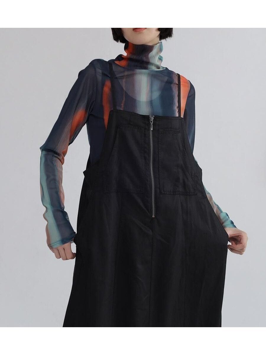 【ラシュッド/LASUD】のハーフジップデニムジャンパースカート インテリア・キッズ・メンズ・レディースファッション・服の通販 founy(ファニー) 　ファッション　Fashion　レディースファッション　Fashion for Women　スカート　Skirts　インナー　Innerwear　センター　Center, Center Line　デニム　Denim, Jeans Material　トレンド　Trend, Trending Now　フロント　Front, Front Design　今季　This Season, Current Season　ブラック|ID: prp329100004682335 ipo3291000000033954044
