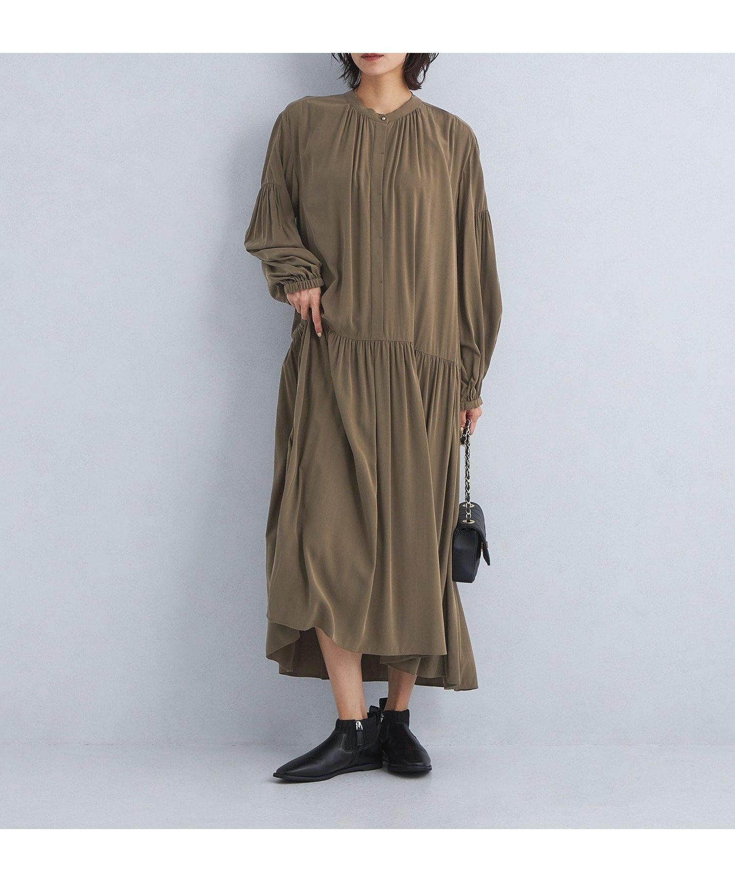 【ユナイテッドアローズ/UNITED ARROWS】のフィブリル ティアード ワンピース インテリア・キッズ・メンズ・レディースファッション・服の通販 founy(ファニー) 　ファッション　Fashion　レディースファッション　Fashion for Women　ワンピース　Dresses　ギャザー　Gathered, Ruffled　ティアード　Tiered, Tiered Style　ティアードワンピース　Tiered Dress, Flared Dress　デニム　Denim, Jeans Material　バランス　Balance, Style Balance　フェミニン　Feminine, Girly　ヴィンテージ　Vintage Style　冬　Winter / This Winter　秋　Autumn　BEIGE|ID: prp329100004682372 ipo3291000000033816242