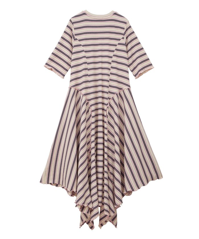 【キャンディストリッパー/Candy Stripper】のMULTI BORDER FLARE ONE-PIECE インテリア・キッズ・メンズ・レディースファッション・服の通販 founy(ファニー) https://founy.com/ ファッション Fashion レディースファッション Fashion for Women おすすめ Recommended / Our Picks イレギュラーヘム Irregular Hem テレコ Ribbed, Rib Stitch デニム Denim, Jeans Material バランス Balance, Style Balance フレア Flare, Flared ボーダー Border, Stripe 夏 Summer |ID: prp329100004682388 ipo3291000000033816328