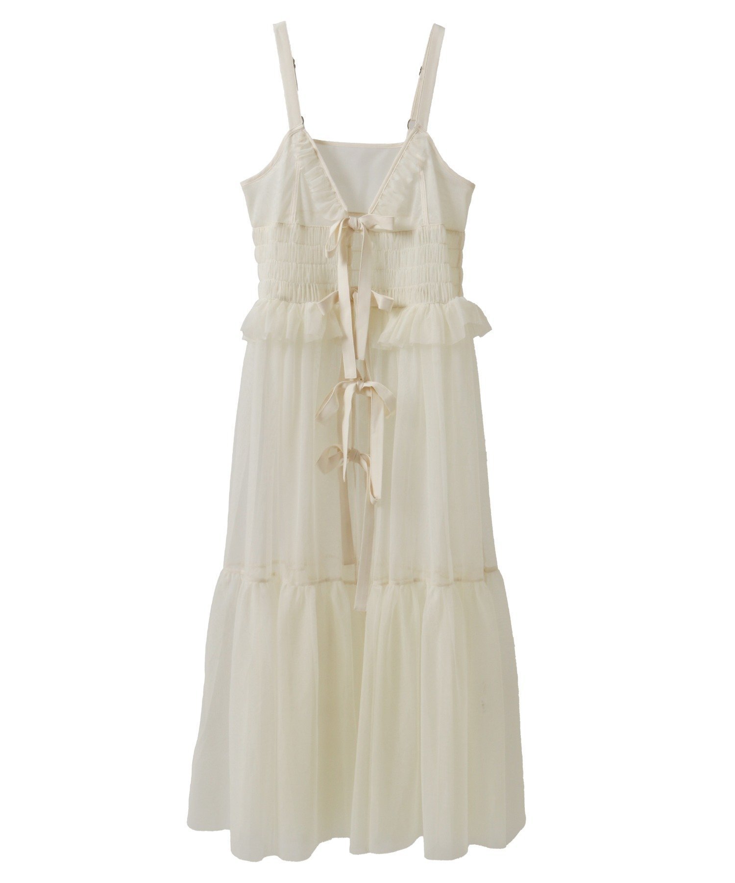 【キャンディストリッパー/Candy Stripper】のTULLE LINGERIE DRESS インテリア・キッズ・メンズ・レディースファッション・服の通販 founy(ファニー) 　ファッション　Fashion　レディースファッション　Fashion for Women　ワンピース　Dresses　フォーマル・パーティードレス・結婚式用ドレス　Elegant & Casual Dresses　ガーリー　Girly, Feminine Style　コンパクト　Compact, Small Size　シャーリング　Shirring, Ruched　チュール　Tulip, Tulip Motif　バランス　Balance, Style Balance　ビスチェ　Bustier, Corset Top　リボン　Ribbon, Bow　IVORY|ID: prp329100004682391 ipo3291000000033816344