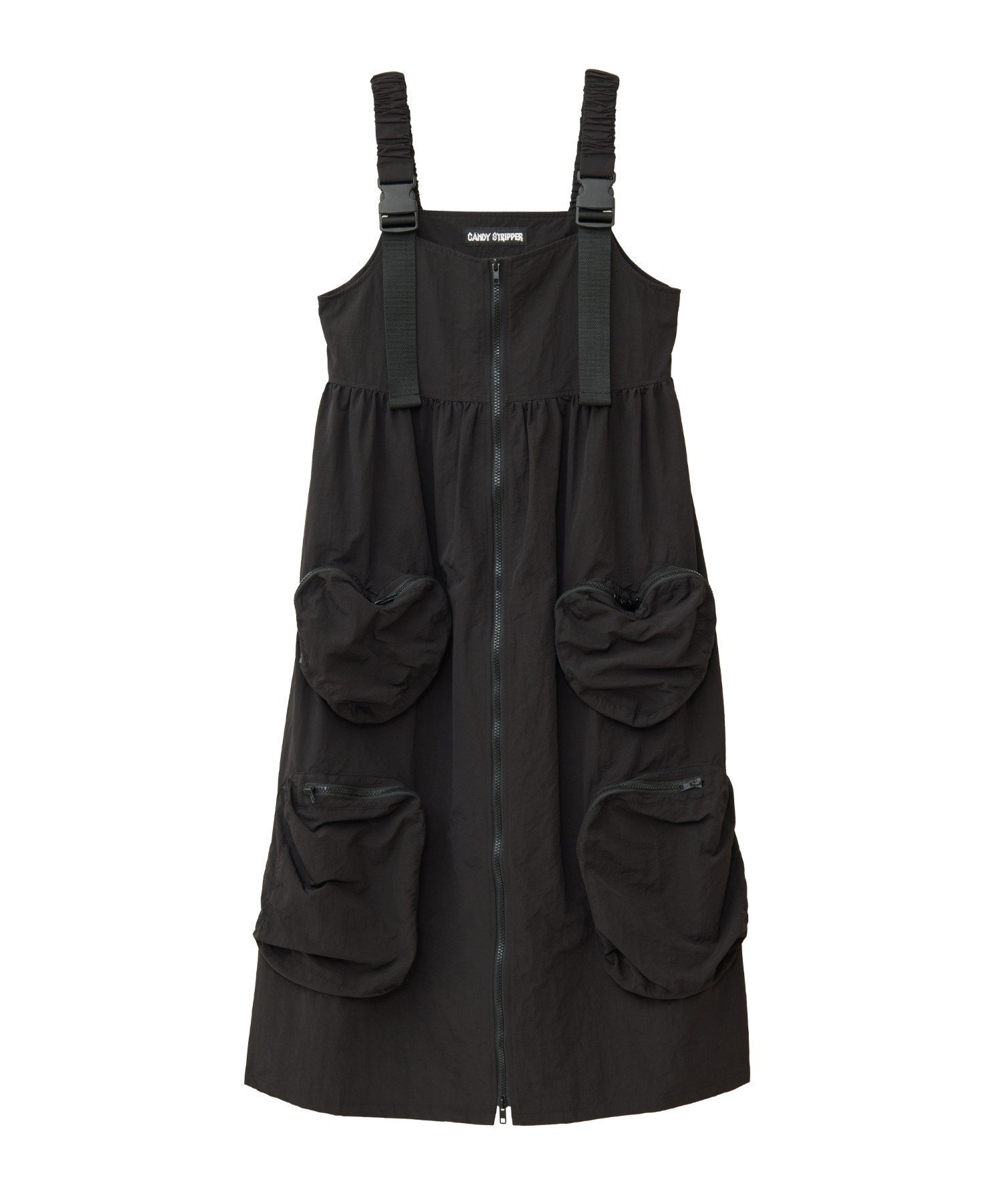 【キャンディストリッパー/Candy Stripper】のPOCKET ZIP ONE-PIECE インテリア・キッズ・メンズ・レディースファッション・服の通販 founy(ファニー) 　ファッション　Fashion　レディースファッション　Fashion for Women　おすすめ　Recommended / Our Picks　ガーリー　Girly, Feminine Style　タフタ　Taffeta, Structured Fabric　フロント　Front, Front Design　ボトム　Bottoms, Lower Wear　ポケット　Pocket, Pocket Detail　夏　Summer　BLACK|ID: prp329100004682394 ipo3291000000033816354
