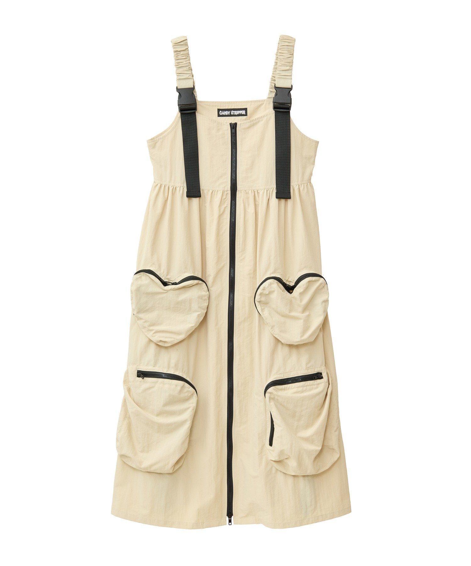 【キャンディストリッパー/Candy Stripper】のPOCKET ZIP ONE-PIECE インテリア・キッズ・メンズ・レディースファッション・服の通販 founy(ファニー) 　ファッション　Fashion　レディースファッション　Fashion for Women　おすすめ　Recommended / Our Picks　ガーリー　Girly, Feminine Style　タフタ　Taffeta, Structured Fabric　フロント　Front, Front Design　ボトム　Bottoms, Lower Wear　ポケット　Pocket, Pocket Detail　夏　Summer　BEIGE|ID: prp329100004682394 ipo3291000000033816357