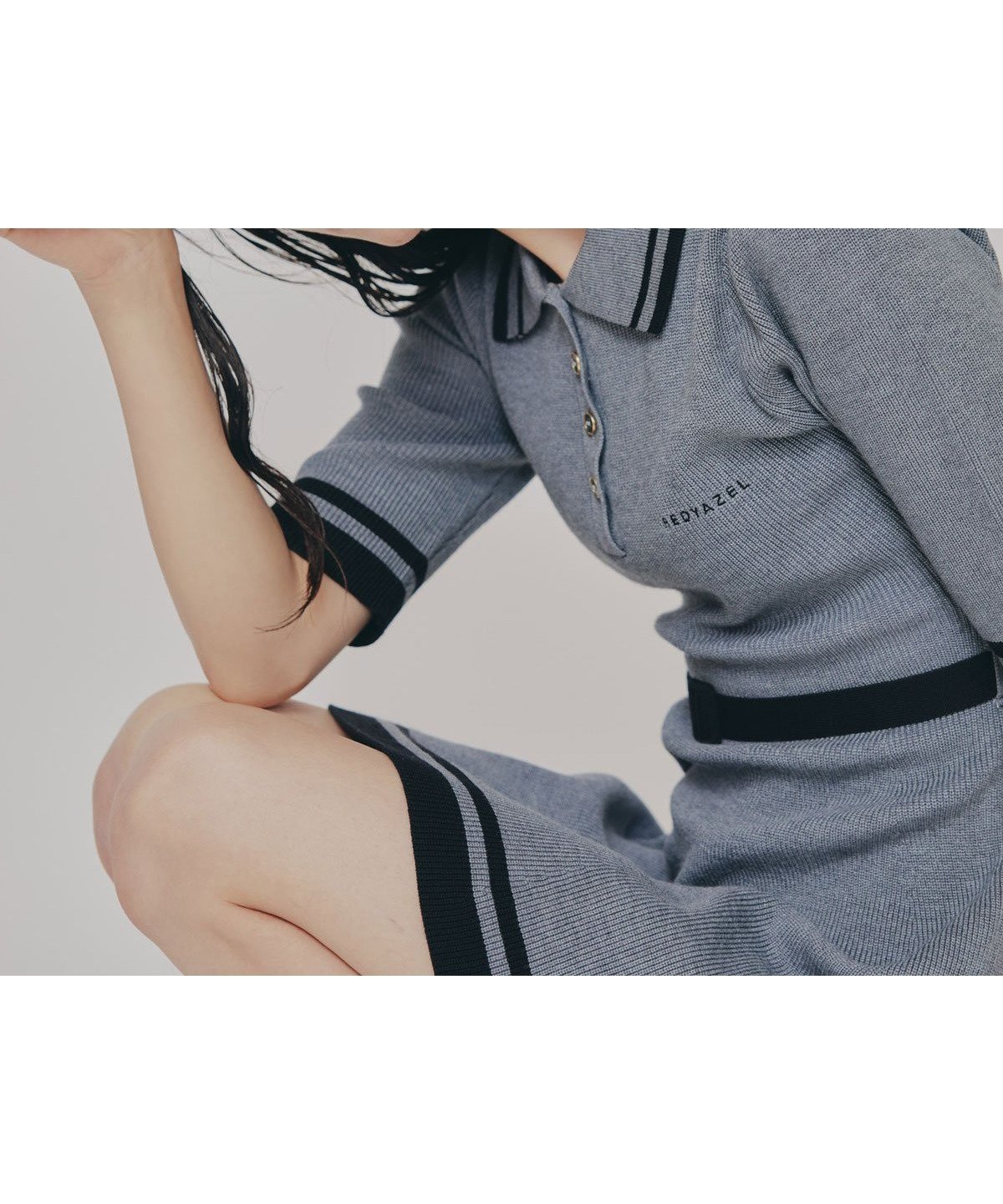 【レディアゼル/REDYAZEL】のバイカラーポロニットミニワンピース インテリア・キッズ・メンズ・レディースファッション・服の通販 founy(ファニー) 　ファッション　Fashion　レディースファッション　Fashion for Women　ワンピース　Dresses　ガーリー　Girly, Feminine Style　クラシカル　Classical, Vintage-Inspired　今季　This Season, Current Season　スニーカー　Sneakers, Trainers　ダウン　Down, Puffer　フィット　Fit, Slim Fit　フレア　Flare, Flared　羽織　Haori, Light Jacket　ロング　Long, Long-Length　A/W・秋冬　Autumn/Winter　エレガント 上品　Elegant　グレー|ID: prp329100004682426 ipo3291000000033816503