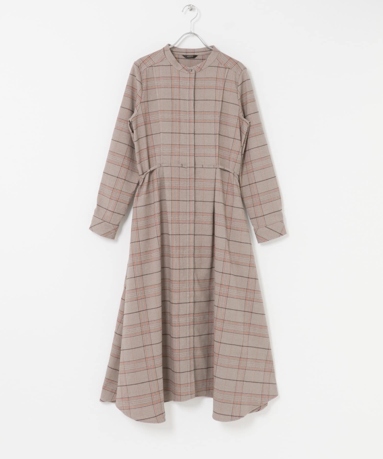 【アーバンリサーチ ロッソ/URBAN RESEARCH ROSSO】の『WEB限定』イレギュラーヘムワンピース インテリア・キッズ・メンズ・レディースファッション・服の通販 founy(ファニー) 　ファッション　Fashion　レディースファッション　Fashion for Women　ワンピース　Dresses　2025年　2025　2025-2026秋冬・A/W　Autumn/Winter 2025–26 AW25–26　冬　Winter / This Winter　ストライプ　Stripe, Striped Pattern　チェック　Check, Plaid, Tartan　フロント　Front, Front Design　エレガント 上品　Elegant　秋　Autumn　A/W・秋冬　Autumn/Winter　B/CHECK|ID: prp329100004682447 ipo3291000000033816581