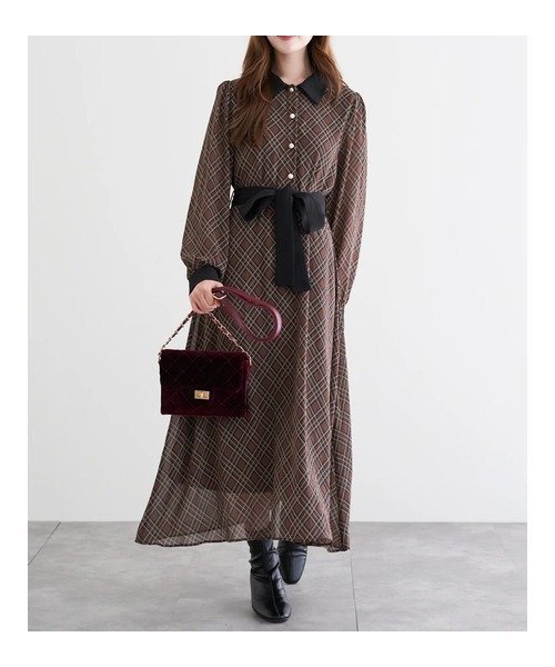 【ルディックパーク/LUDIC PARK】のチェックシャツ柄クレリックシャツワンピース 人気、トレンドファッション・服の通販 founy(ファニー) 　ファッション　Fashion　レディースファッション　Fashion for Women　ワンピース　Dresses　シャツワンピース / 1枚で着映えコーデ　Shirt Dresses　カーディガン　Cardigan, Knitwear　クラシカル　Classical, Vintage-Inspired　ショート　Short, Short Length　ジャケット　Jacket, Outerwear　チェック　Check, Plaid, Tartan　バイアス　Bias, Diagonal Cut　フェミニン　Feminine, Girly　フレア　Flare, Flared　ポケット　Pocket, Pocket Detail　無地　Plain, Solid Color　リボン　Ribbon, Bow　ループ　Loop, Loop Knit　ロング　Long, Long-Length　 other-1|ID: prp329100004682463 ipo3291000000033816645