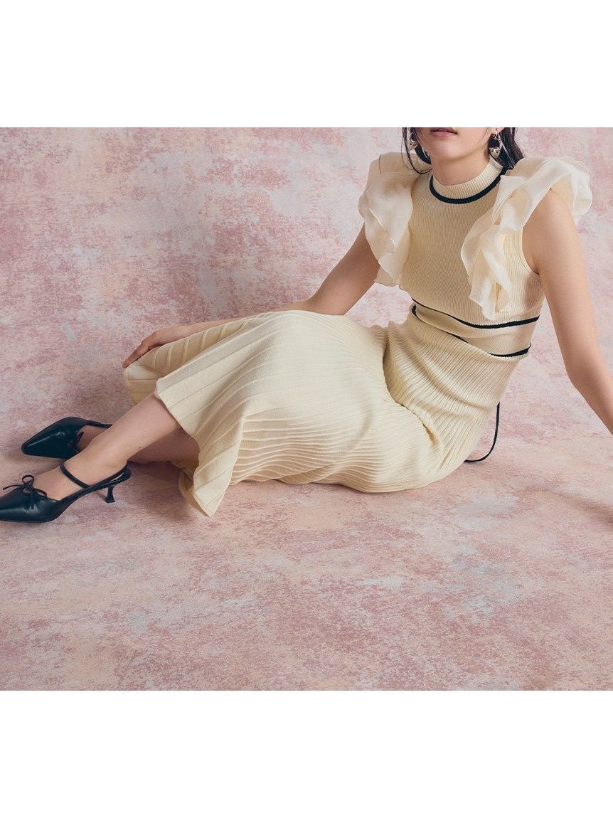 【リリーブラウン/Lily Brown】のフリルドッキングニットワンピース 人気、トレンドファッション・服の通販 founy(ファニー) 　ファッション　Fashion　レディースファッション　Fashion for Women　ワンピース　Dresses　ニットワンピース　Knit Dresses　スリーブ　Sleeve, Long Sleeve / Short Sleeve　ドロップ　Drop Shoulder, Dropped Style　パイピング　Piping, Trim Design　フリル　Frill, Ruffle　プリーツ　Pleats, Pleated　ミックス　Mix, Mixed Style　ランダム　Random, Irregular　人気　Popular, Best Seller　 other-1|ID: prp329100004682540 ipo3291000000033817014