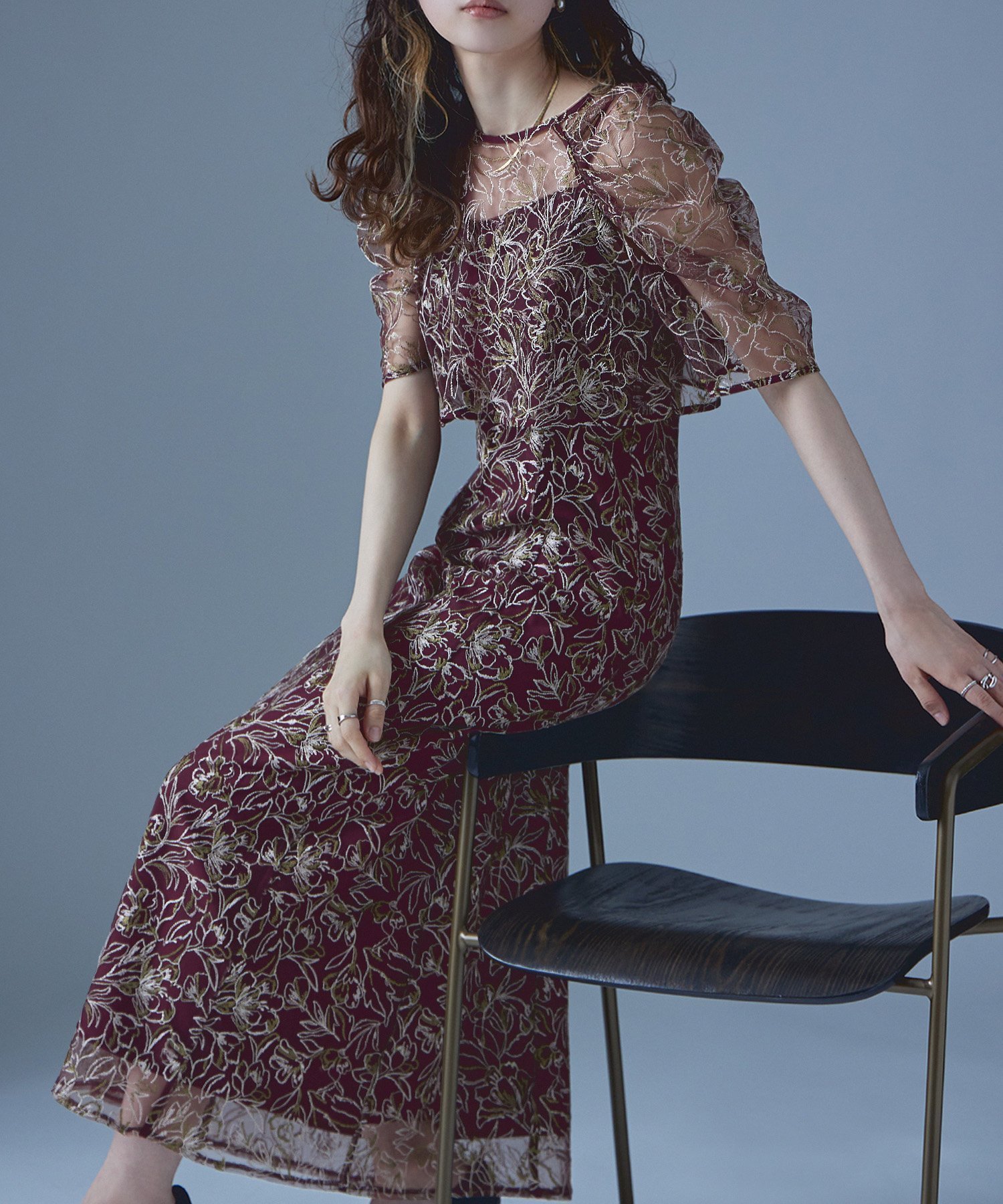 【ビーフラット/bflat】の刺繍レースレイヤードドレス インテリア・キッズ・メンズ・レディースファッション・服の通販 founy(ファニー) 　ファッション　Fashion　レディースファッション　Fashion for Women　ワンピース　Dresses　フォーマル・パーティードレス・結婚式用ドレス　Elegant & Casual Dresses　エレガント 上品　Elegant　キャミワンピース　Cami Dress, Slip Dress　ギャザー　Gathered, Ruffled　クラシカル　Classical, Vintage-Inspired　トレンド　Trend, Trending Now　ボレロ　Bolero, Short Cardigan　ポケット　Pocket, Pocket Detail　リュクス　Luxury, Elegant, High-End, Chic　レース　Lace, Lace Fabric　おすすめ　Recommended / Our Picks　ボルドー|ID: prp329100004682559 ipo3291000000033817151