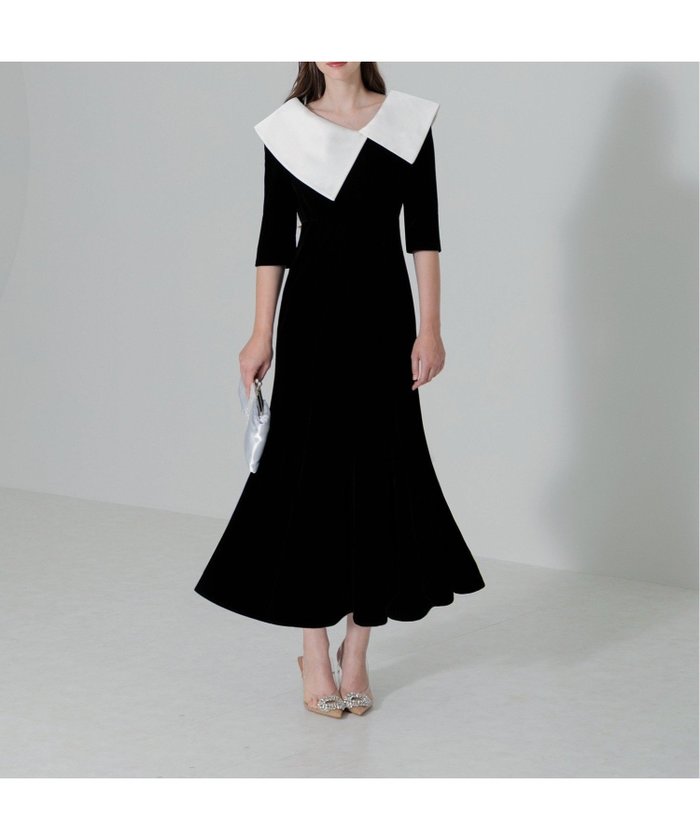【レジャ/Leja】のLEJA/配色アシンメトリービッグカラーベロアマーメイドシルエットドレス結婚式 インテリア・キッズ・メンズ・レディースファッション・服の通販 founy(ファニー) https://founy.com/ ファッション Fashion レディースファッション Fashion for Women トップス・カットソー Cut & Sew Tops ベロアトップス Velour Tops / Velvet-Look Items ワンピース Dresses フォーマル・パーティードレス・結婚式用ドレス Elegant & Casual Dresses アシンメトリー Asymmetrical Style オケージョン Occasion Wear シンプル Simple, Minimal ドレス Dress, One-Piece ビッグ Big, Oversized フォーマル Formal, Dressy ベロア Velour, Soft Velvet マーメイド Mermaid, Fishtail Silhouette A/W・秋冬 Autumn/Winter 結婚式 Wedding 披露宴 Wedding Reception 二次会 After Party |ID: prp329100004682590 ipo3291000000033817288