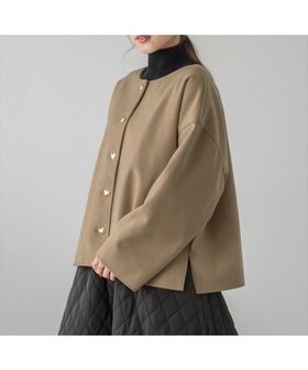 【ラジュール/Lajour】のハートボタンショートコート 人気、トレンドファッション・服の通販 founy(ファニー) ファッション Fashion レディースファッション Fashion for Women アウター Coat / Outerwear Collection コート・ロングコート・ピーコート Long Coats, Peacoats & More ショルダー Shoulder, Shoulder Strap ドロップ Drop Shoulder, Dropped Style |ID:prp329100004682692