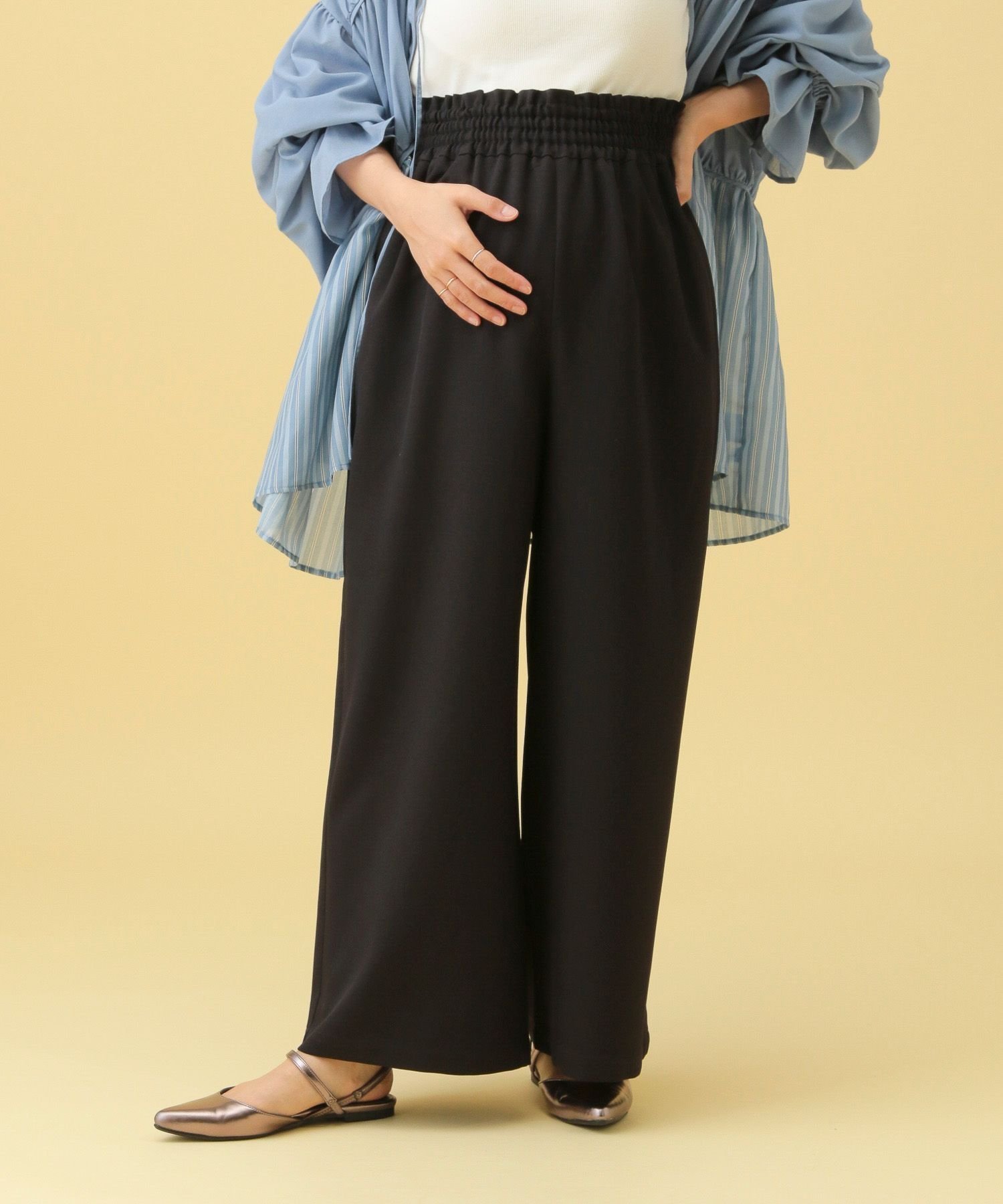 【レプシィム ローリーズファーム/LEPSIM LOWRYS FARM】の【産前・産後対応】マタニティ/ギャザーワイドパンツAW インテリア・キッズ・メンズ・レディースファッション・服の通販 founy(ファニー) ファッション Fashion キッズファッション Fashion for Kids ボトムス Bottoms おすすめ Recommended / Our Picks 人気 Popular, Best Seller 冬 Winter / This Winter ブラック09|ID: prp329100004682827 ipo3291000000034571381