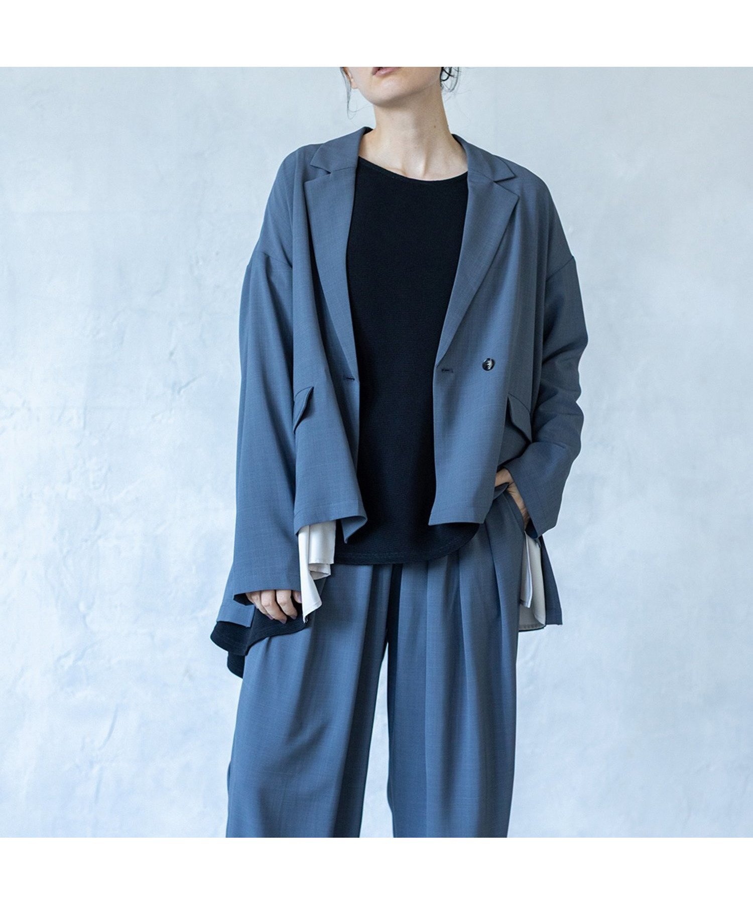 【オズモーシス/OSMOSIS】のバックタックダブルブレストジャケット インテリア・キッズ・メンズ・レディースファッション・服の通販 founy(ファニー) 　ファッション　Fashion　レディースファッション　Fashion for Women　アウター　Coat / Outerwear Collection　レディースジャケット・軽アウター　Jackets　セットアップ　Set-Up, Coordinated Outfit　ダブル　Double, Double-Breasted　フロント　Front, Front Design　ポケット　Pocket, Pocket Detail　再入荷　Restock / Back in Stock　A/W・秋冬　Autumn/Winter　GRAY|ID: prp329100004682848 ipo3291000000033819150