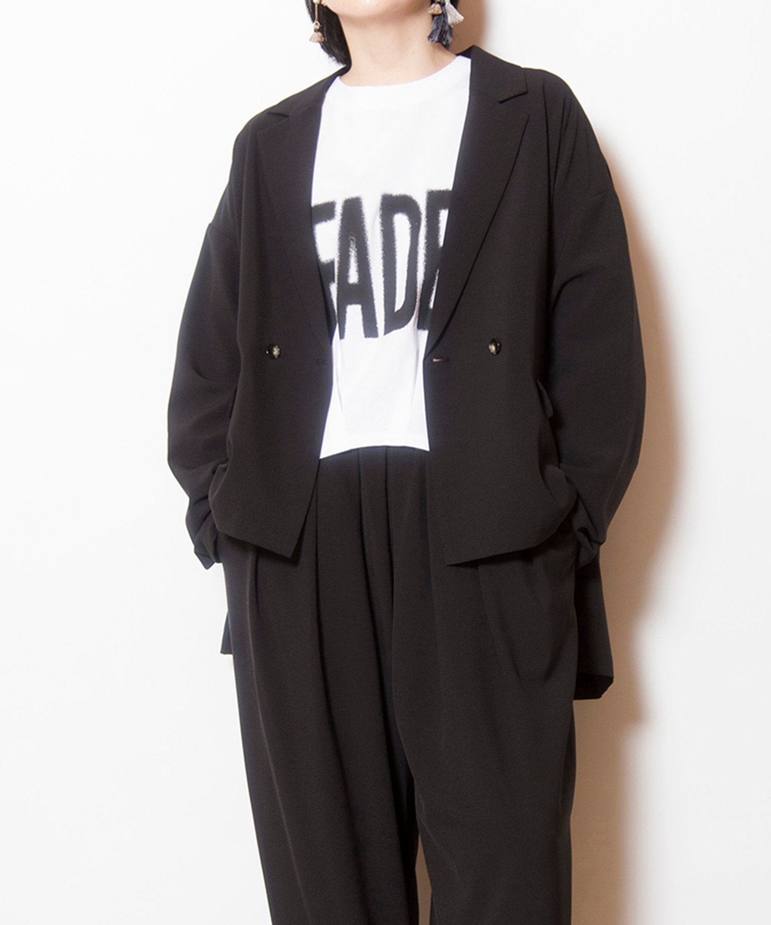 【オズモーシス/OSMOSIS】のバックタックダブルブレストジャケット インテリア・キッズ・メンズ・レディースファッション・服の通販 founy(ファニー) 　ファッション　Fashion　レディースファッション　Fashion for Women　アウター　Coat / Outerwear Collection　レディースジャケット・軽アウター　Jackets　セットアップ　Set-Up, Coordinated Outfit　ダブル　Double, Double-Breasted　フロント　Front, Front Design　ポケット　Pocket, Pocket Detail　再入荷　Restock / Back in Stock　A/W・秋冬　Autumn/Winter　BLACK|ID: prp329100004682848 ipo3291000000033819154