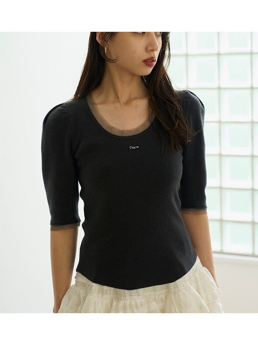 【スナイデル/SNIDEL】の【Chacott】リブニットプルオーバー インテリア・キッズ・メンズ・レディースファッション・服の通販 founy(ファニー) 　ファッション　Fashion　レディースファッション　Fashion for Women　トップス・カットソー　Cut & Sew Tops　ニット　Knit Tops & Sweaters　カジュアルプルオーバー・ニットトップス　Pullovers & Knit Tops / Casual Pullovers　ウェーブ　Wavy Pattern　シンプル　Simple, Minimal　ジャケット　Jacket, Outerwear　ストレート　Straight, Straight Cut　チュール　Tulip, Tulip Motif　バレエ　Ballet, Ballet Style　フィット　Fit, Slim Fit　フロント　Front, Front Design　半袖　Short Sleeve, Half Sleeve　おすすめ　Recommended / Our Picks　DGRY[008]|ID: prp329100004682869 ipo3291000000033850605