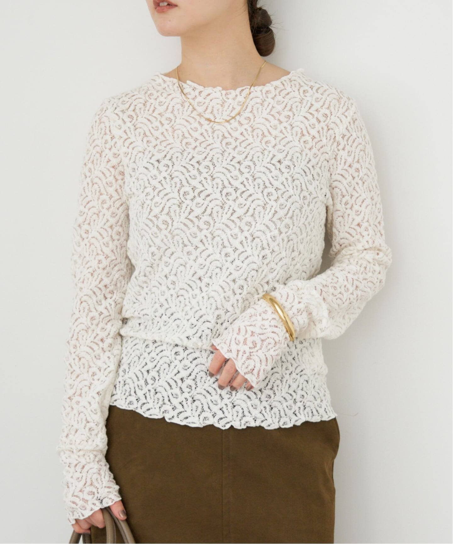 【イエナ/IENA】のリーフレース ボトルネックプルオーバー 人気、トレンドファッション・服の通販 founy(ファニー)  ファッション Fashion レディースファッション Fashion for Women トップス・カットソー Cut & Sew Tops カジュアルプルオーバー・ニットトップス Pullovers & Knit Tops / Casual Pullovers 2025年 2025 2025-2026秋冬・A/W Autumn/Winter 2025–26 AW25–26 おすすめ Recommended / Our Picks インナー Innerwear サロペット Overalls, Salopette ジャケット Jacket, Outerwear スウェット / スエット Sweatshirt, Sweatwear ストレッチ Stretch, Stretchy Fabric バランス Balance, Style Balance ボトルネック Bottle Neck, Mock Neck モチーフ Motif, Design Theme リーフ Leaf, Botanical Leaf レース Lace, Lace Fabric  other-1|ID: prp329100004682876 ipo3291000000034306418