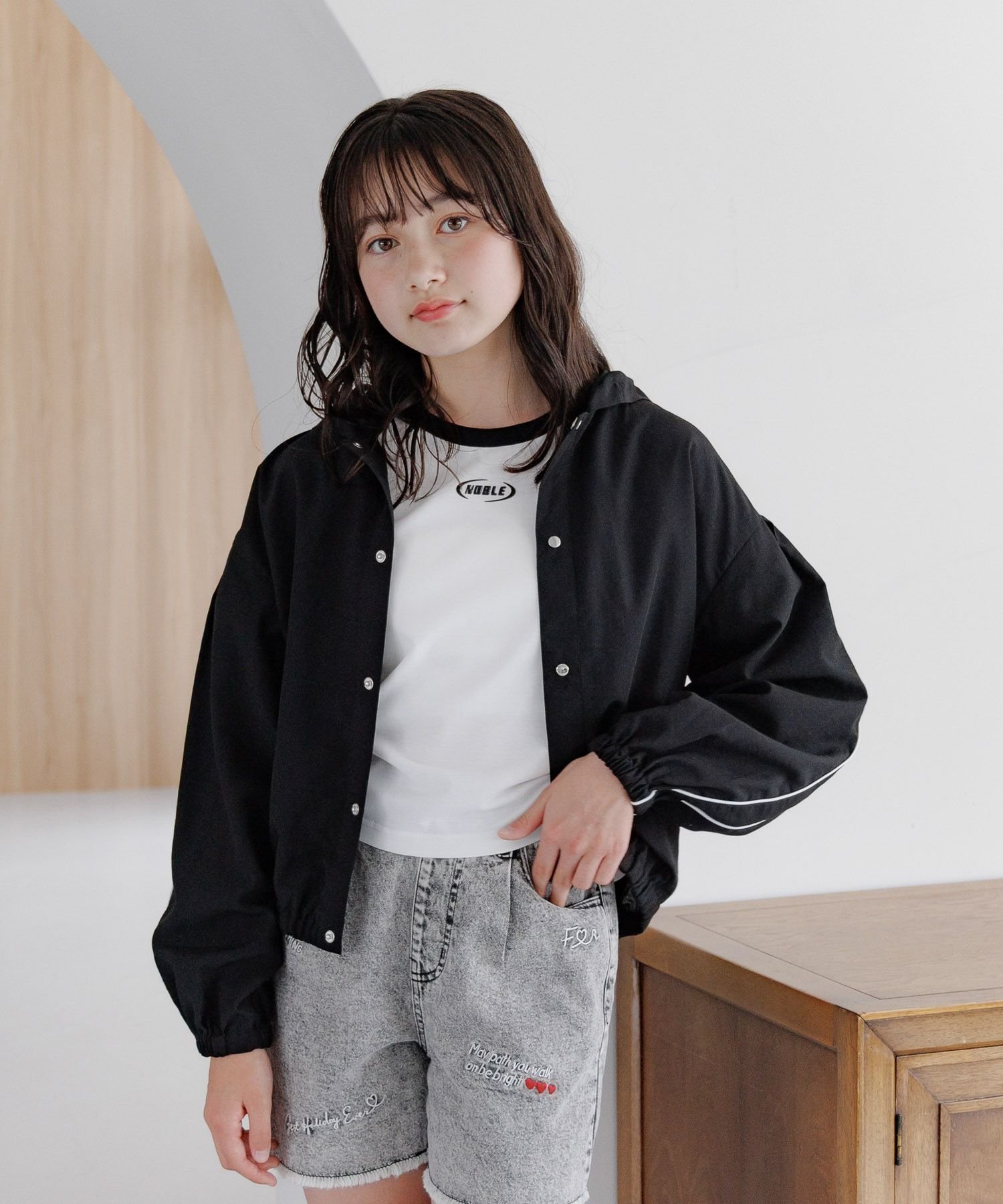 【グローバルワーク/GLOBAL WORK / KIDS】のズットパットパーカー/キッズ/147419 インテリア・キッズ・メンズ・レディースファッション・服の通販 founy(ファニー) 　ファッション　Fashion　キッズファッション　Fashion for Kids　ガーリー　Girly, Feminine Style　デニム　Denim, Jeans Material　パーカー　Hoodie, Parka　プリーツ　Pleats, Pleated　ボトム　Bottoms, Lower Wear　ラウンド　Round, Round Neck　ワイド　Wide, Wide Fit　ブラック×ライン09|ID: prp329100004682889 ipo3291000000034215451