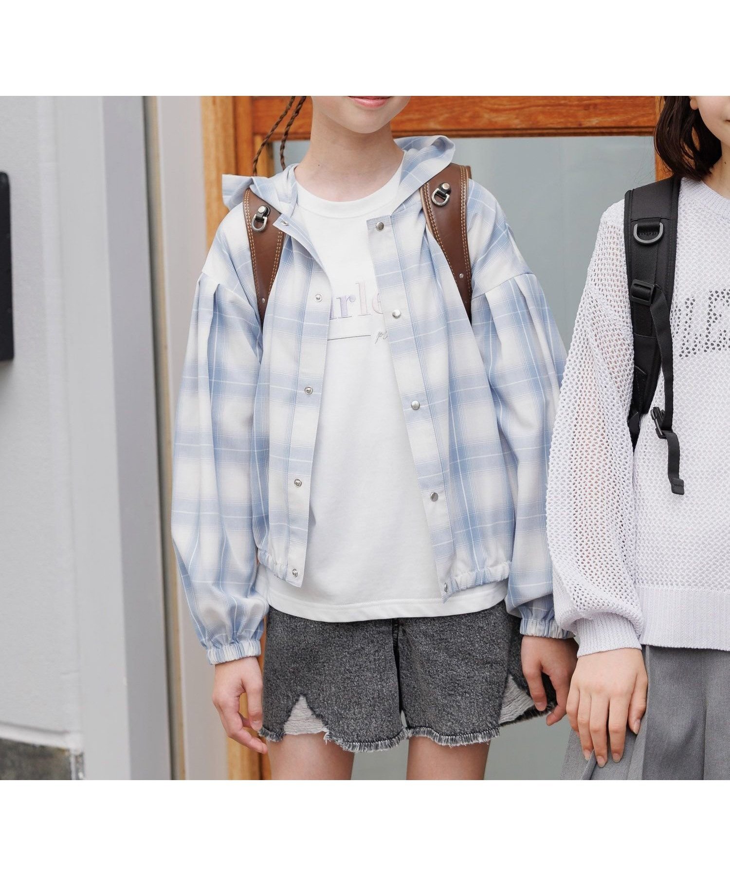 【グローバルワーク/GLOBAL WORK / KIDS】のズットパットパーカー/キッズ/147419 インテリア・キッズ・メンズ・レディースファッション・服の通販 founy(ファニー) 　ファッション　Fashion　キッズファッション　Fashion for Kids　ガーリー　Girly, Feminine Style　デニム　Denim, Jeans Material　パーカー　Hoodie, Parka　プリーツ　Pleats, Pleated　ボトム　Bottoms, Lower Wear　ラウンド　Round, Round Neck　ワイド　Wide, Wide Fit　サックスチェック84|ID: prp329100004682889 ipo3291000000034215460