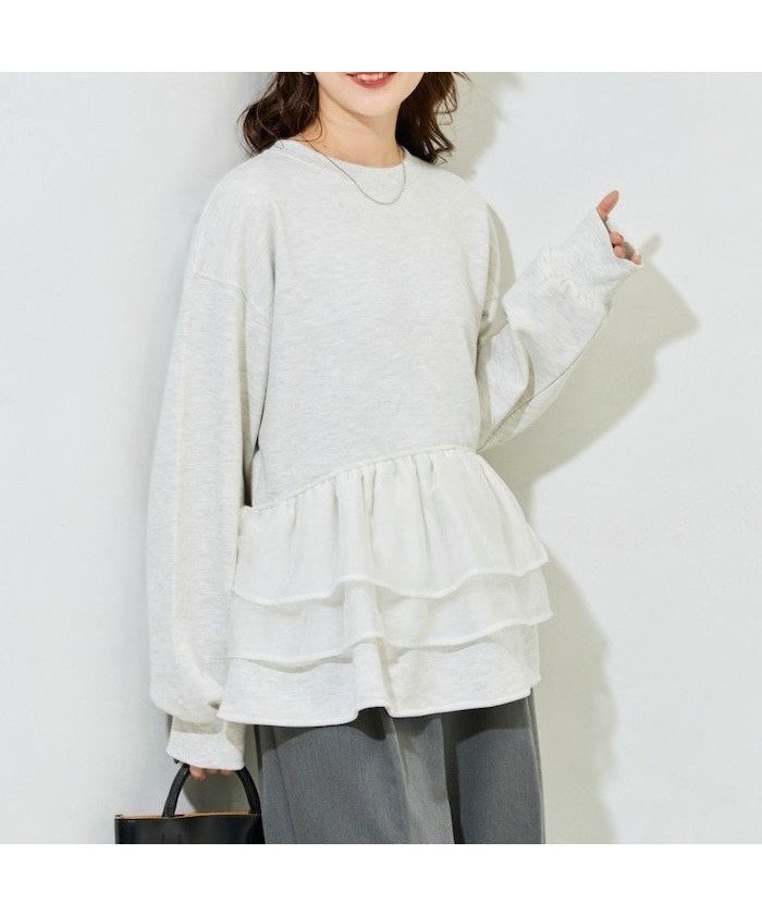 【フリークスストア/FREAK'S STORE】のオーガンジー フリル 切り替え 裏毛 スウェット プルオーバー【限定展開】 25AW インテリア・キッズ・メンズ・レディースファッション・服の通販 founy(ファニー)  ファッション Fashion レディースファッション Fashion for Women トップス・カットソー Cut & Sew Tops レディースパーカー・カジュアルフーディー Casual Hoodies & Sweatshirts カジュアルプルオーバー・ニットトップス Pullovers & Knit Tops / Casual Pullovers スウェット・クルーネックトップス Sweatshirts & Crewnecks / Relaxed Fit Sweat Tops オーガンジー Organza Fabric シンプル Simple, Minimal スウェット / スエット Sweatshirt, Sweatwear タイトスカート Pencil Skirt, Tight Skirt フェミニン Feminine, Girly フリル Frill, Ruffle ミックス Mix, Mixed Style A/W・秋冬 Autumn/Winter 冬 Winter / This Winter おすすめ Recommended / Our Picks 2025年 2025 2025-2026秋冬・A/W Autumn/Winter 2025–26 AW25–26 ライトグレー|ID: prp329100004682933 ipo3291000000034342895