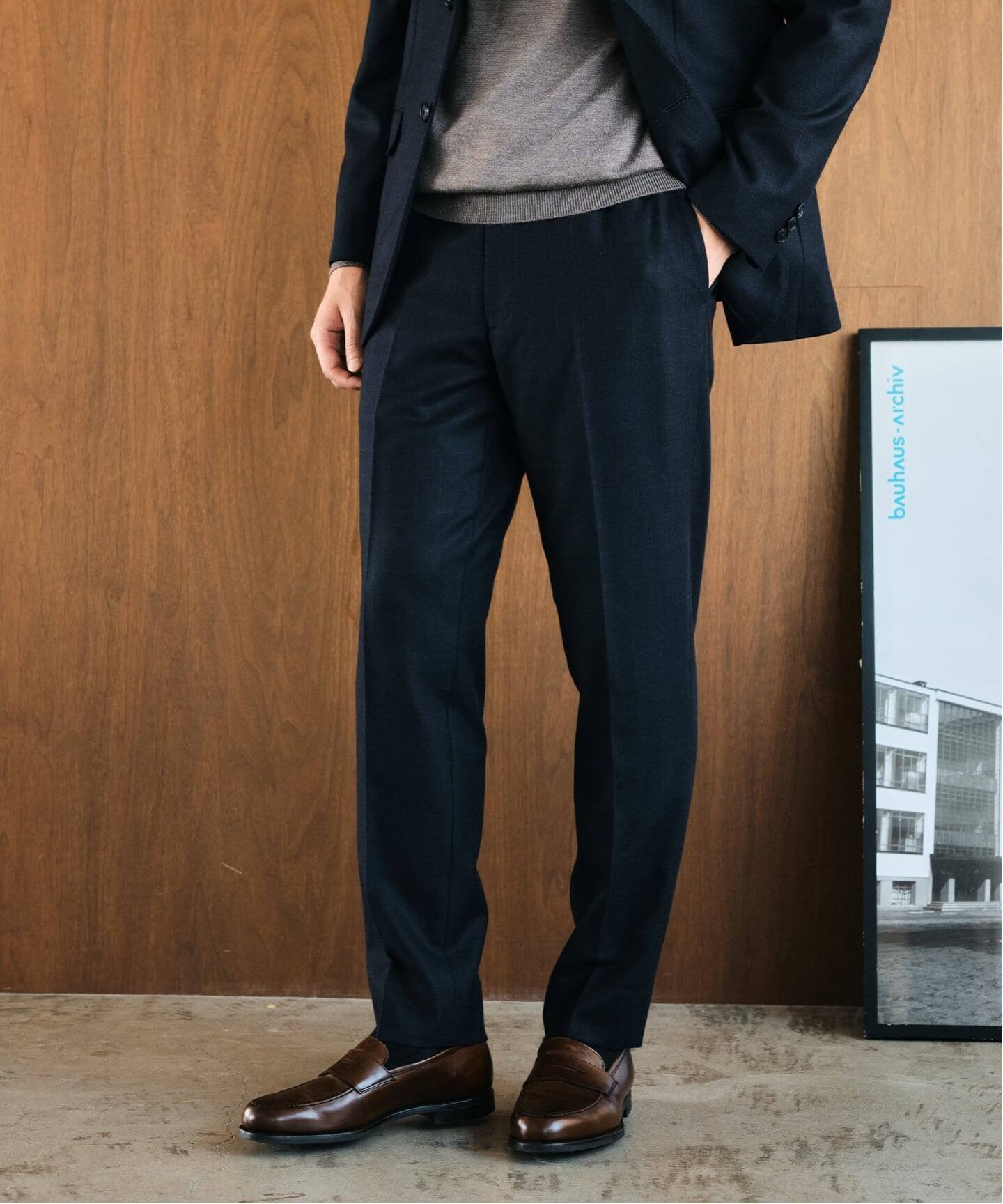 【エディフィス/EDIFICE / MEN】のSUPER 120 s ウールサキソニー テーパードパンツ【セットアップ着用可能】 インテリア・キッズ・メンズ・レディースファッション・服の通販 founy(ファニー) 　ファッション　Fashion　メンズファッション　Fashion for Men　ボトムス　Bottoms　セットアップ　Set-Up, Coordinated Outfit　ネイビー A|ID: prp329100004683055 ipo3291000000033885845